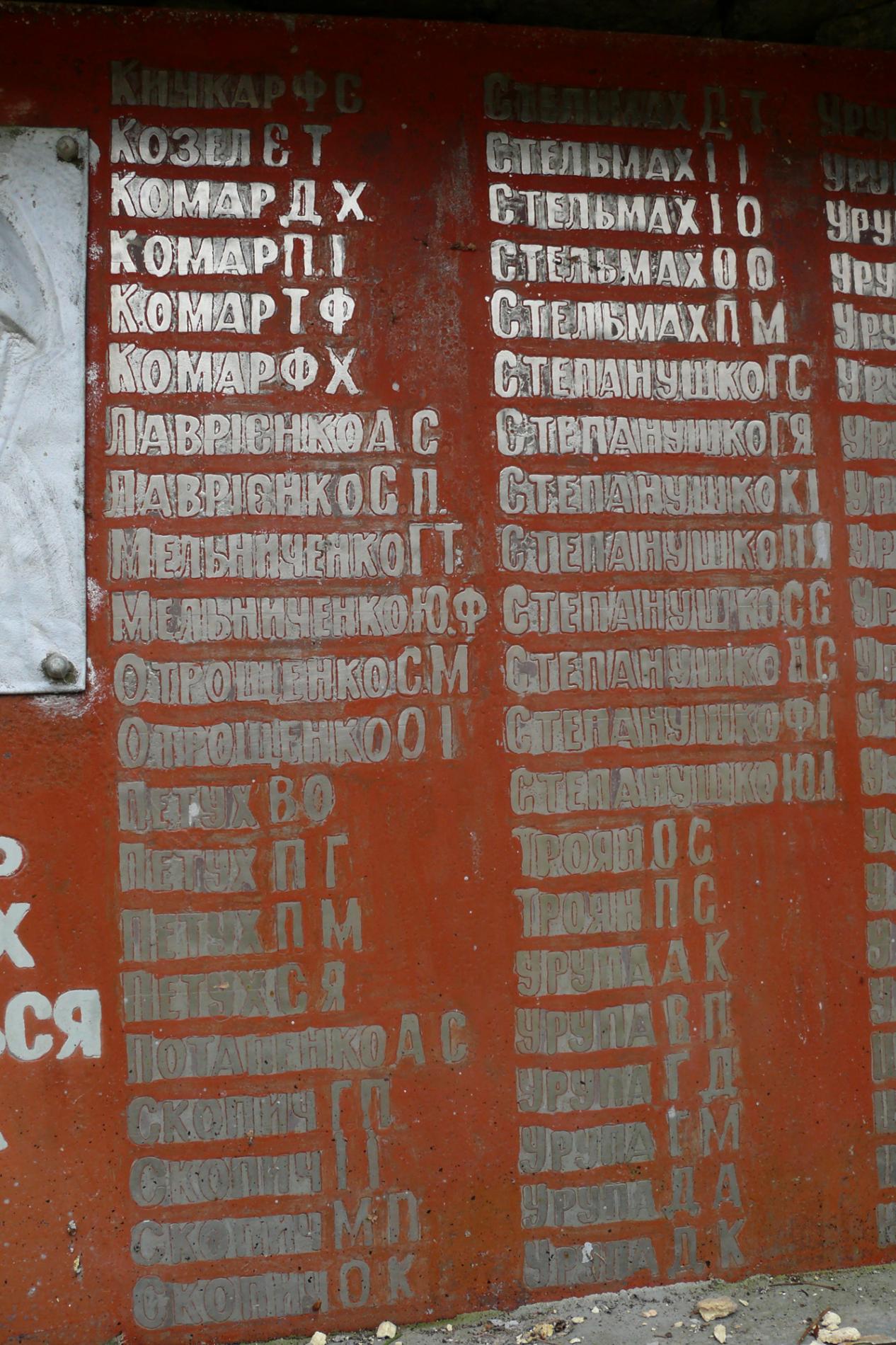 Памятник односельчанам в с. Парышев, Чернобыльская зона отчуждения