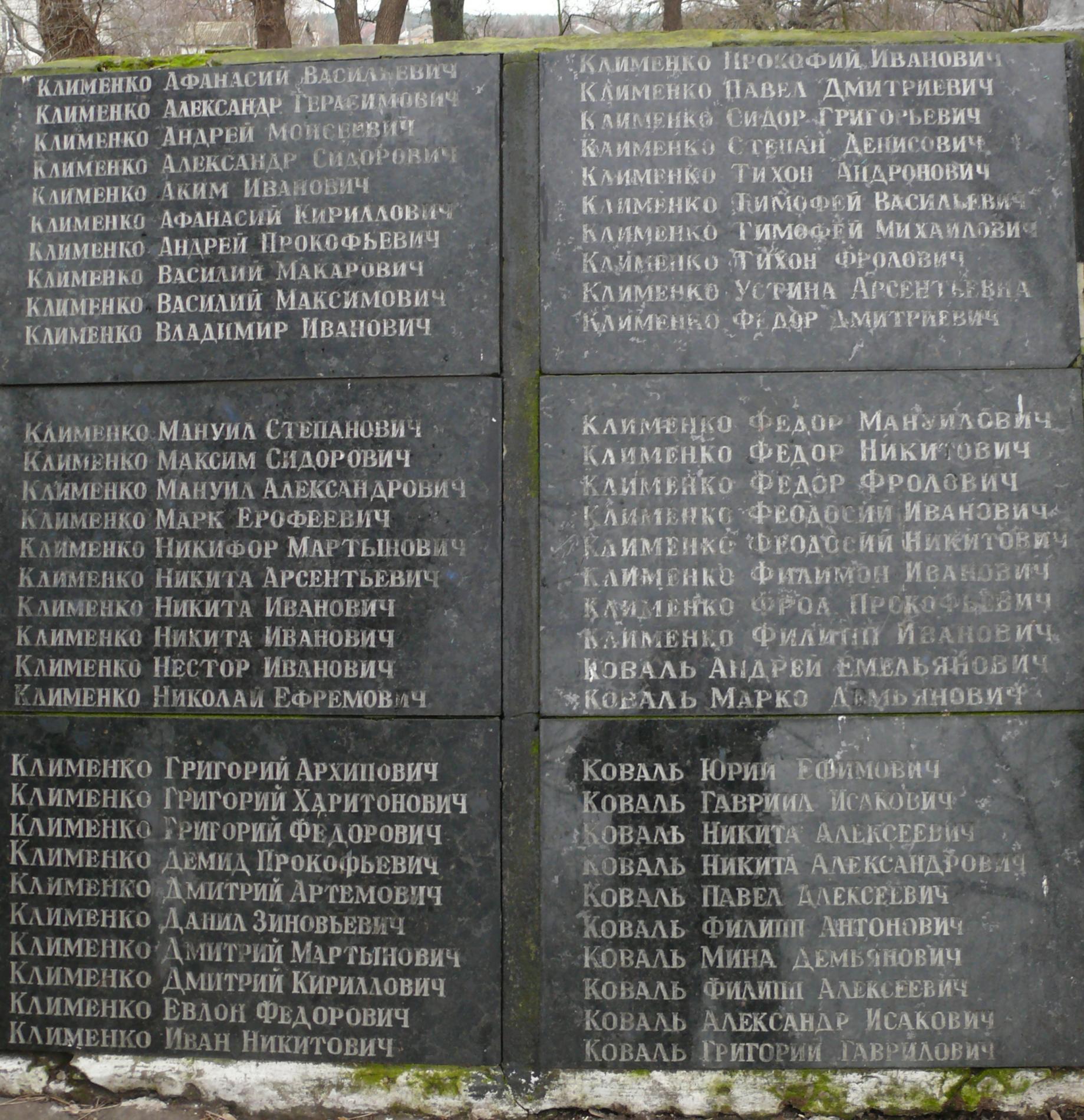 Памятник воинам-односельчанам у школы в с. Низшая Дубечня Вышгородского района