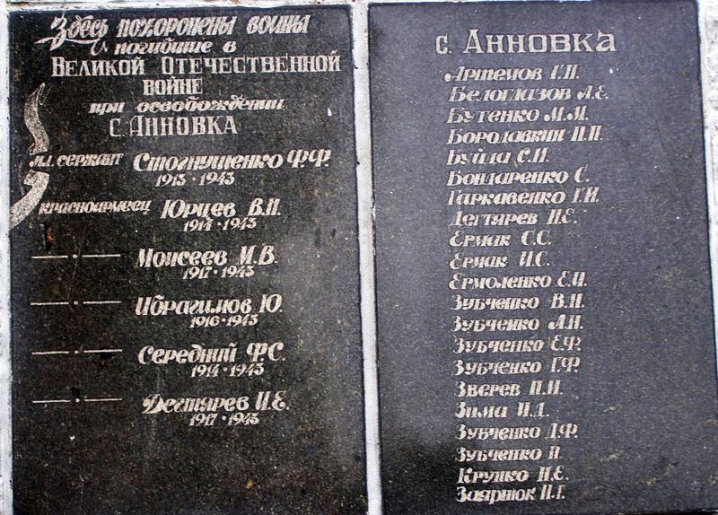 Братская могила в с. Анновка Добропольского района