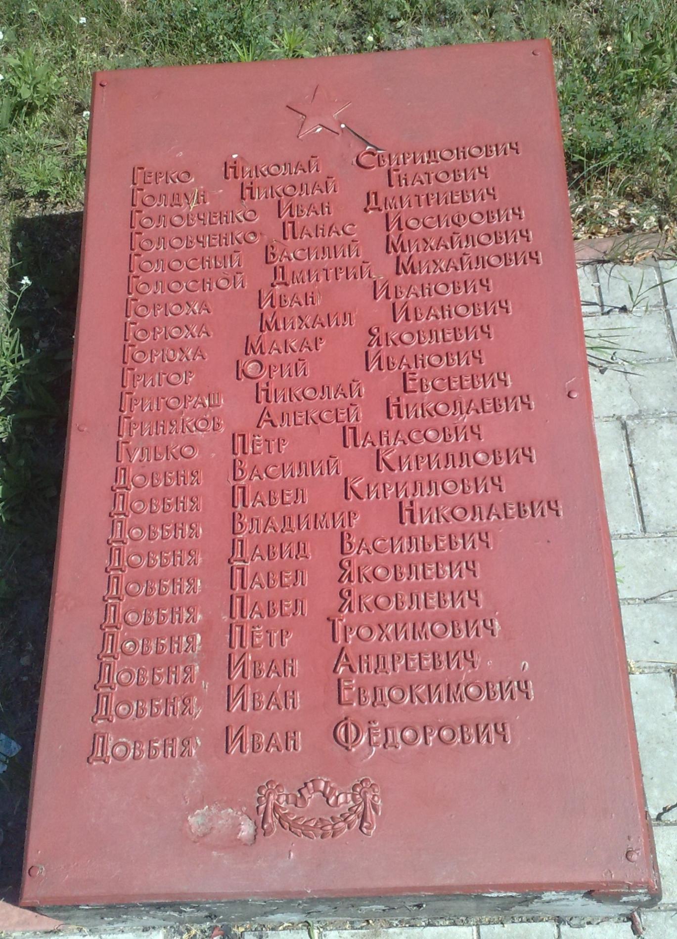 Памятник воинам-односельчанам в с. Каменные Потоки Кременчугского района