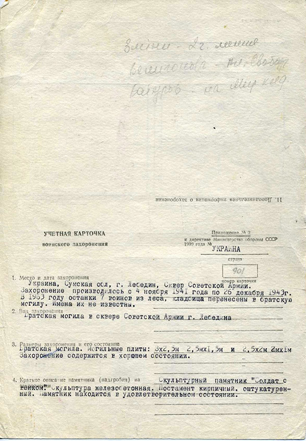 Паспорт воинского захоронения