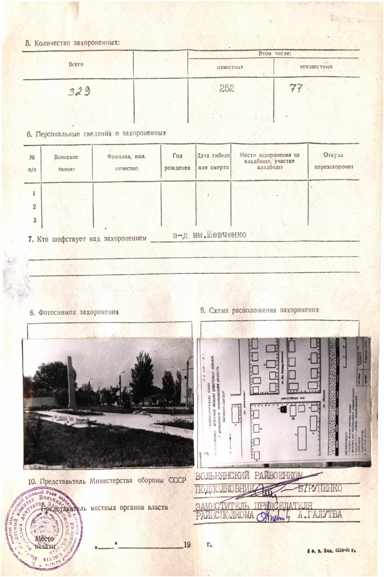 Братская могила в г. Вольнянск Запорожской области