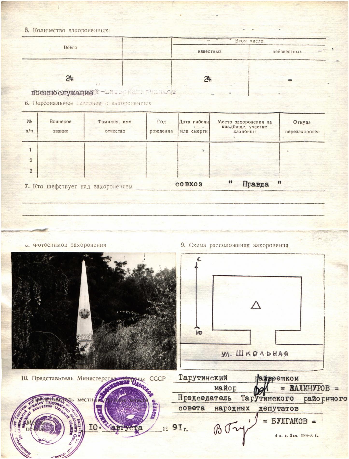 Братская могила в с. Лесное Тарутинского района