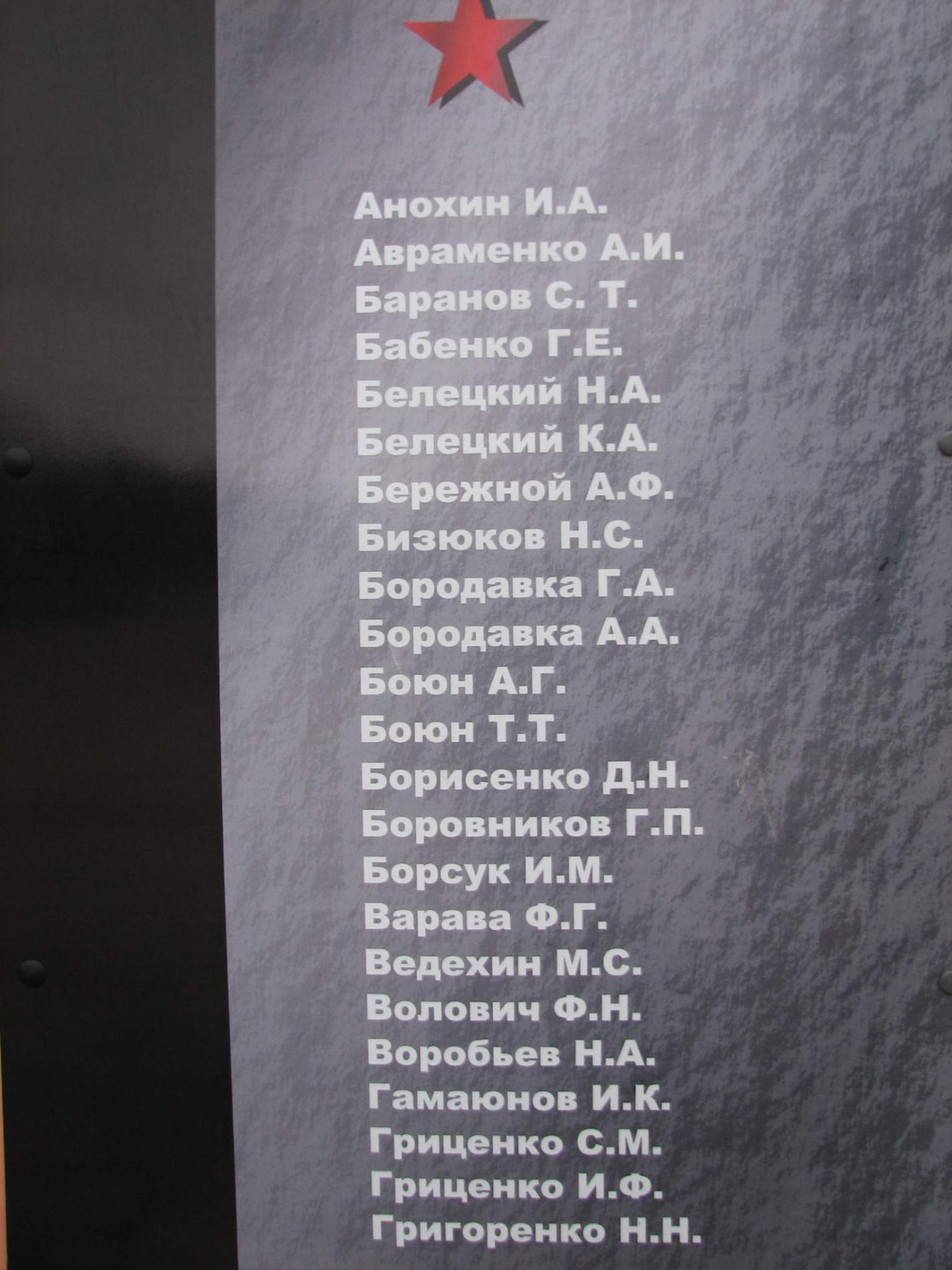 Воинам односельчанам павшим на полях Великой Отечественной войны