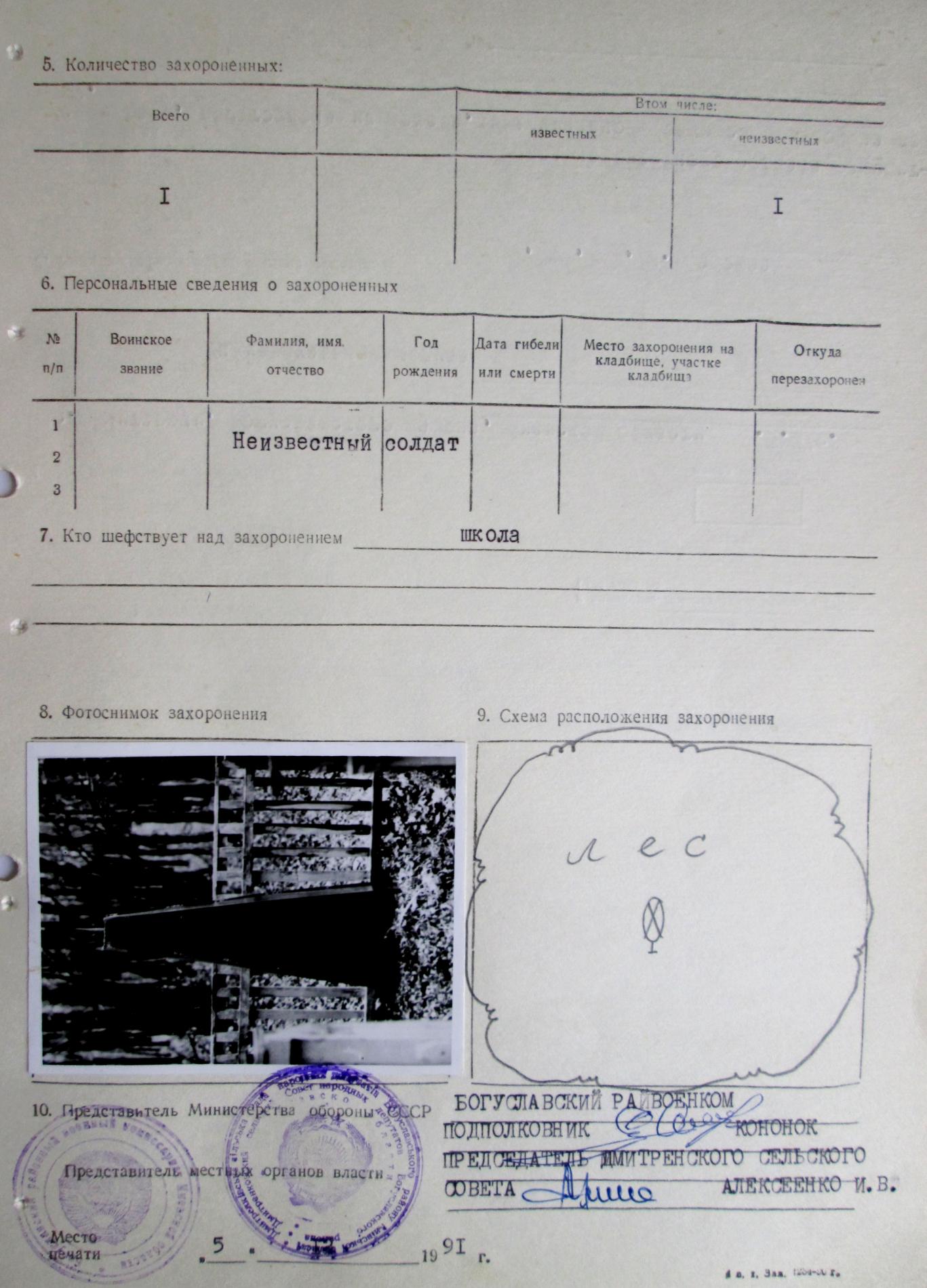 Могила неизвестного солдата в с. Дмитренки Богуславского района