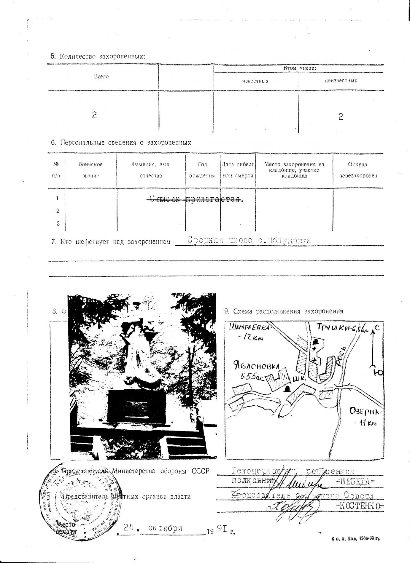  Братская могила в центре с. Яблоновка Белоцерковского района