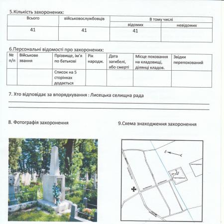 братская могила в пгт. Лисец Тисменицкого района
