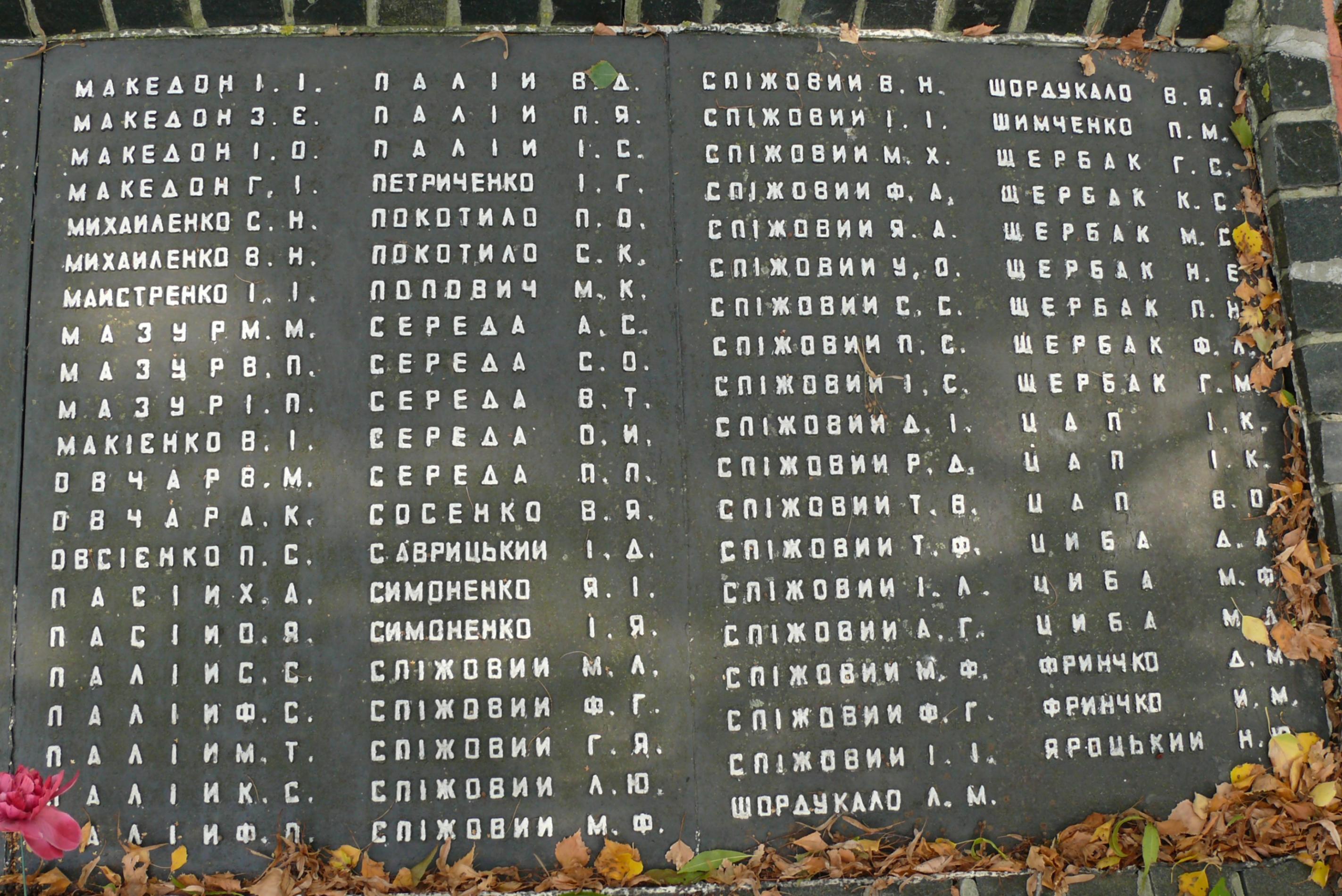 Братская могила в центре с. Григоровка Каневского района