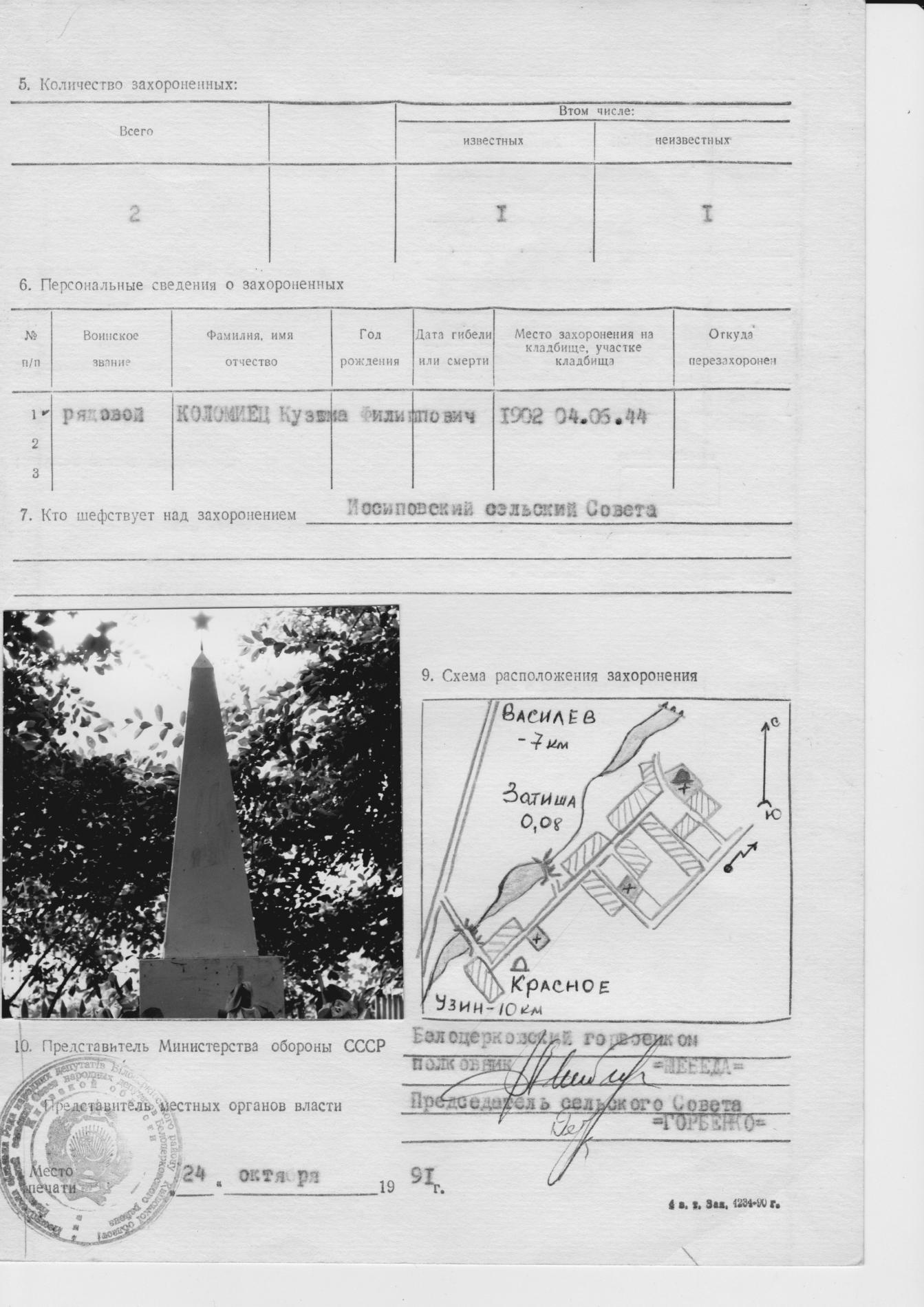 Братская могила в с. Затишье Белоцерковского района