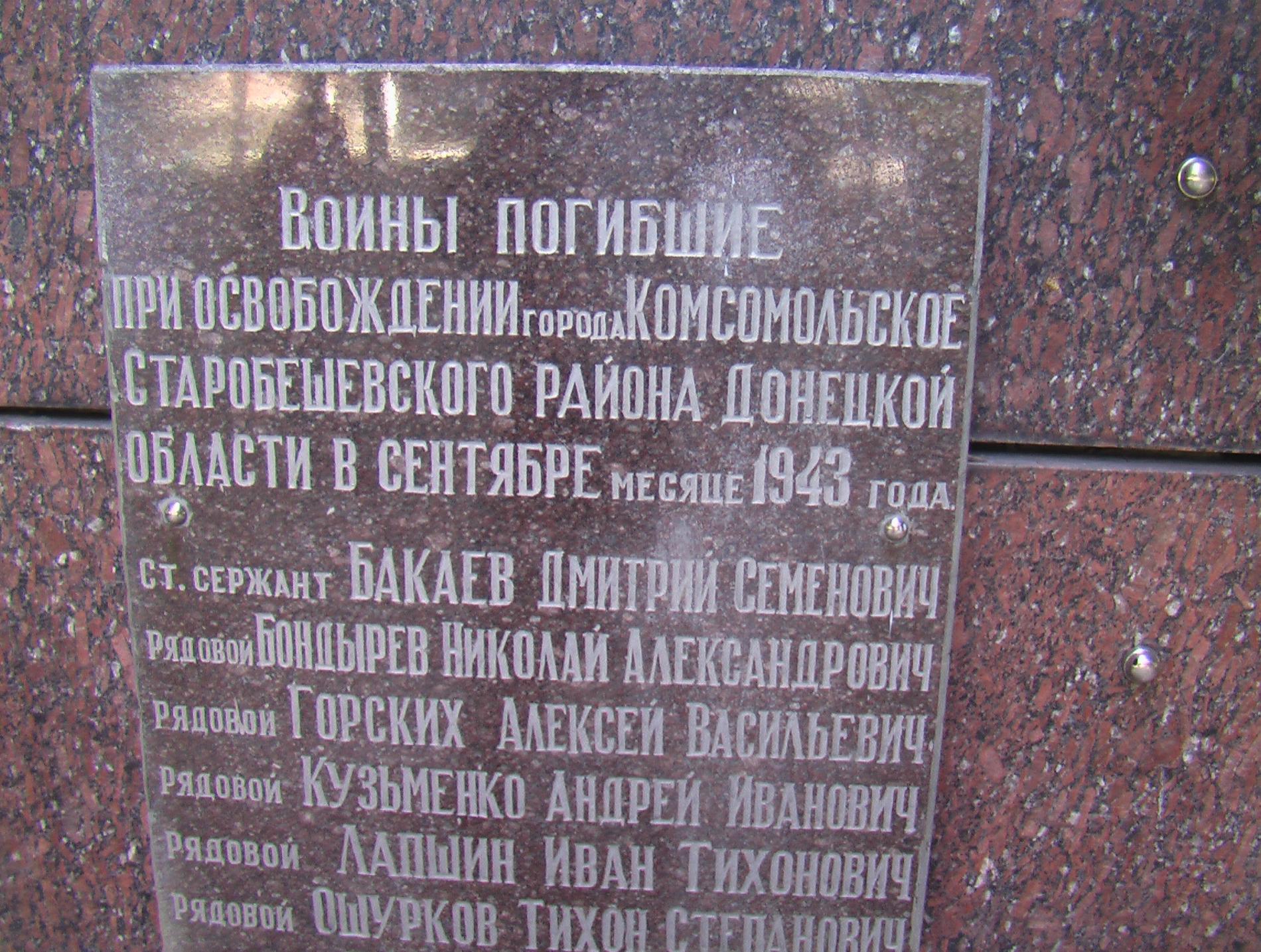 Братская могила в г. Комсомольское Старобешевского района