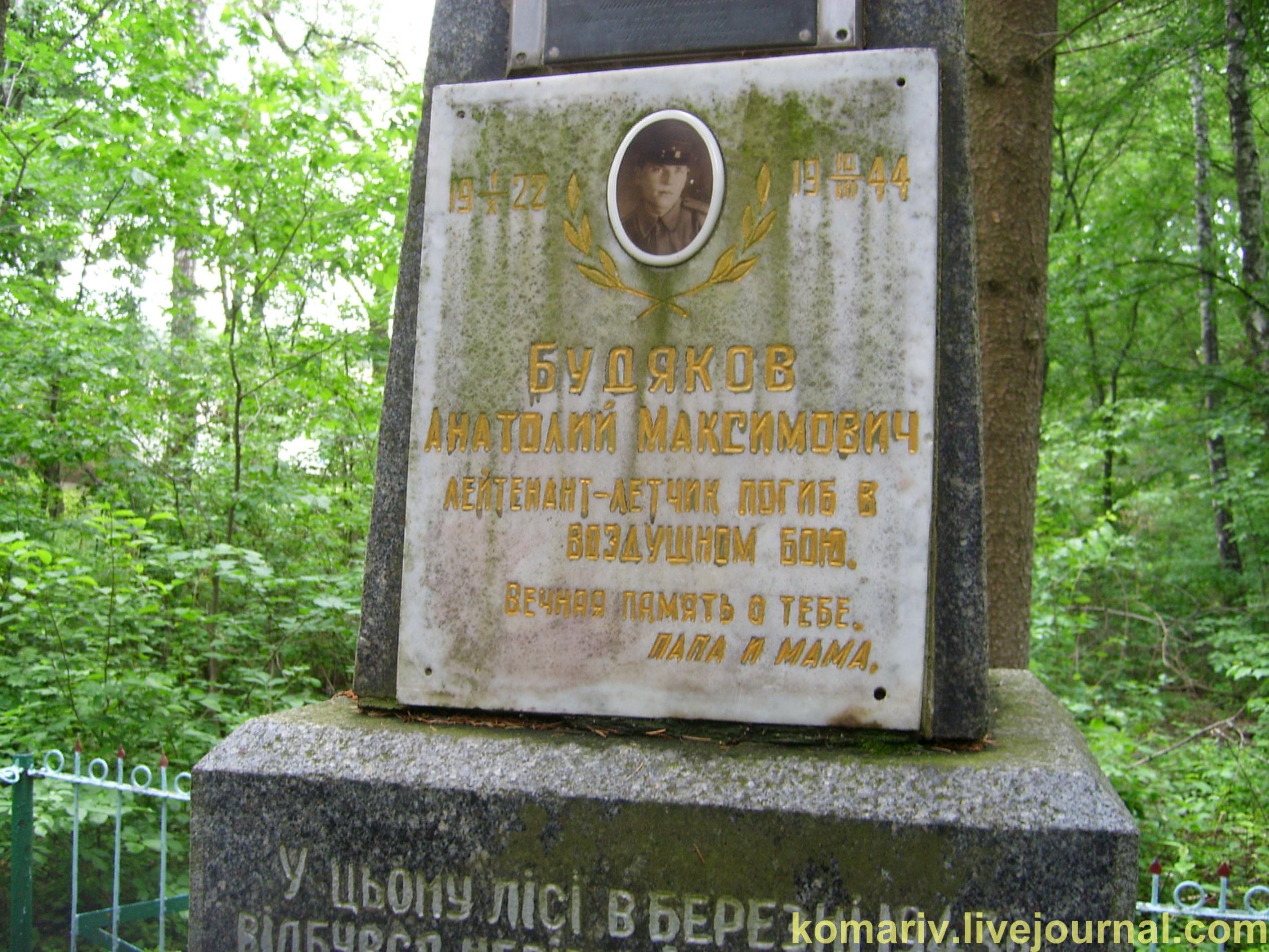 Могила мл. лейтенанта Будякова А.М. в Корделевском лесу
