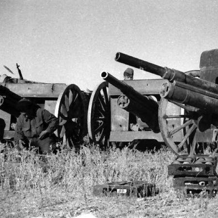 Русские трехдюймовые пушки, отбитые у румын