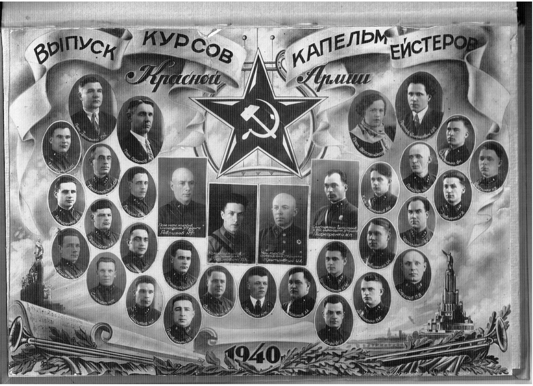 Выпуск курсов капельмейстеров Красной армии, 1940 г. 