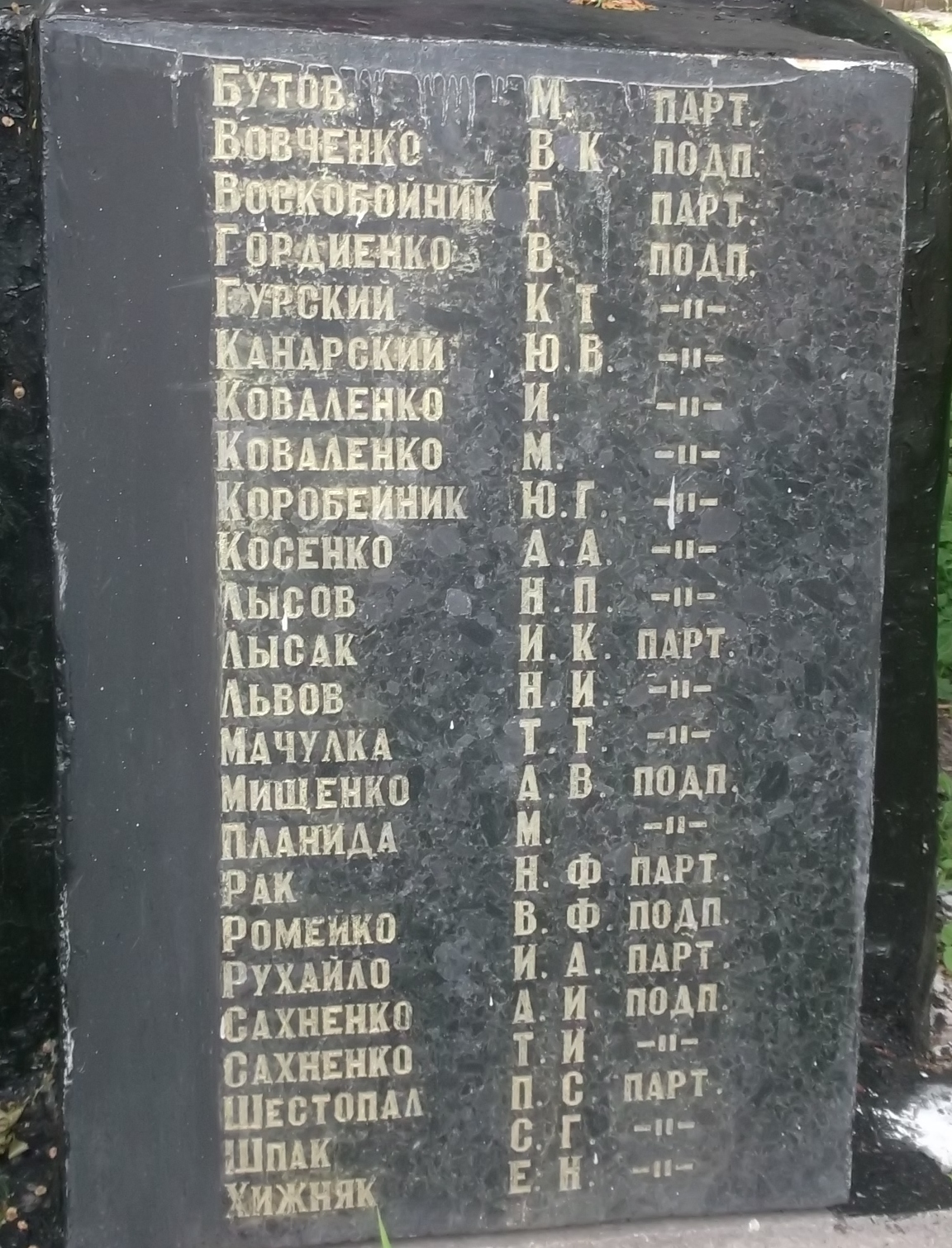 Братская могила подпольщиков и партизан в городском парке г. Смела