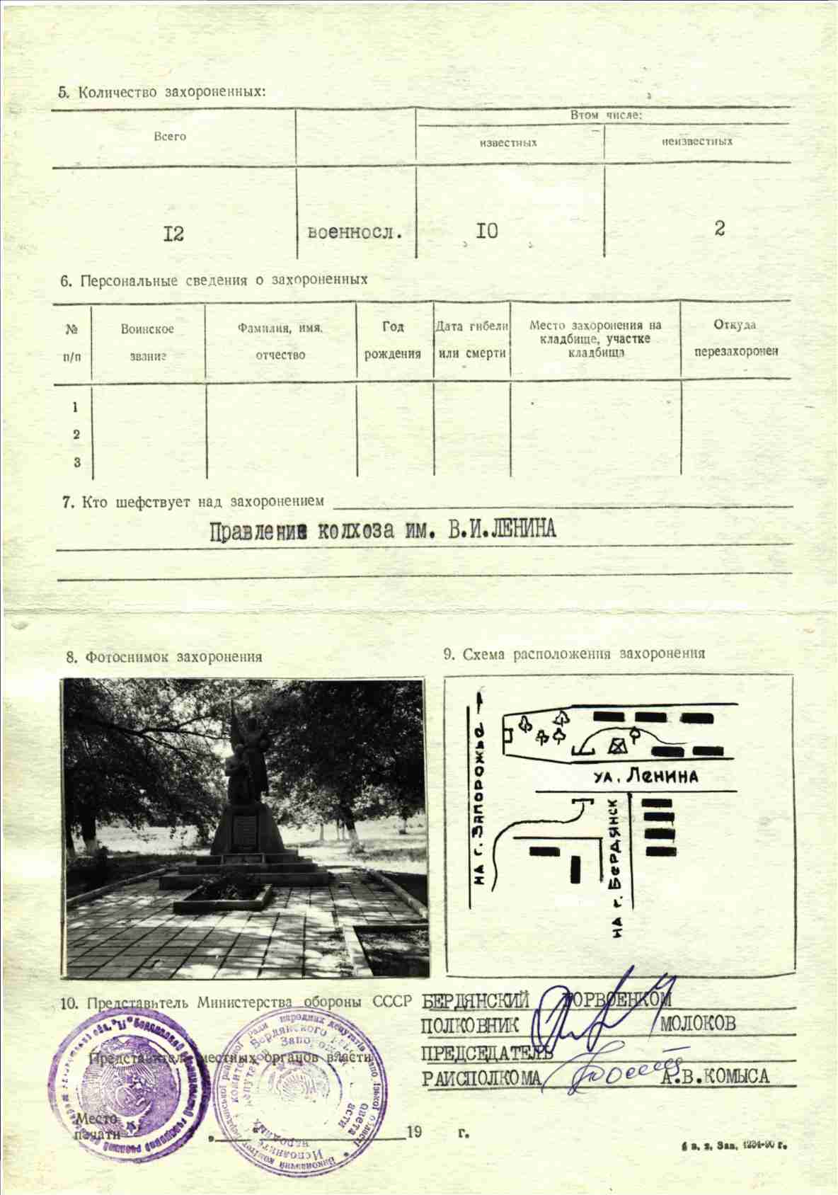 Братская могила в с. Дмитровка Бердянского района 