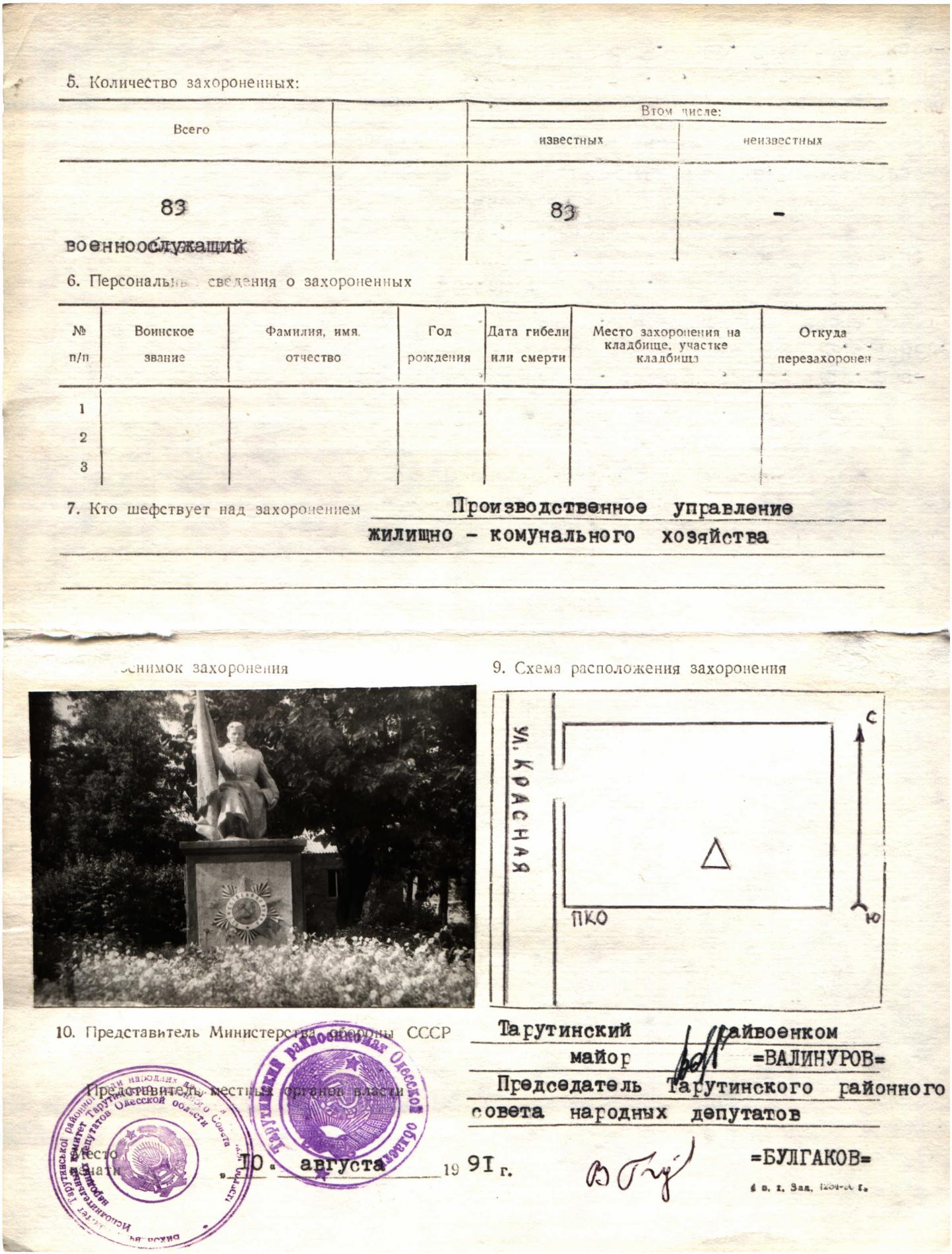 Братская могила в пгт. Березино Тарутинского района