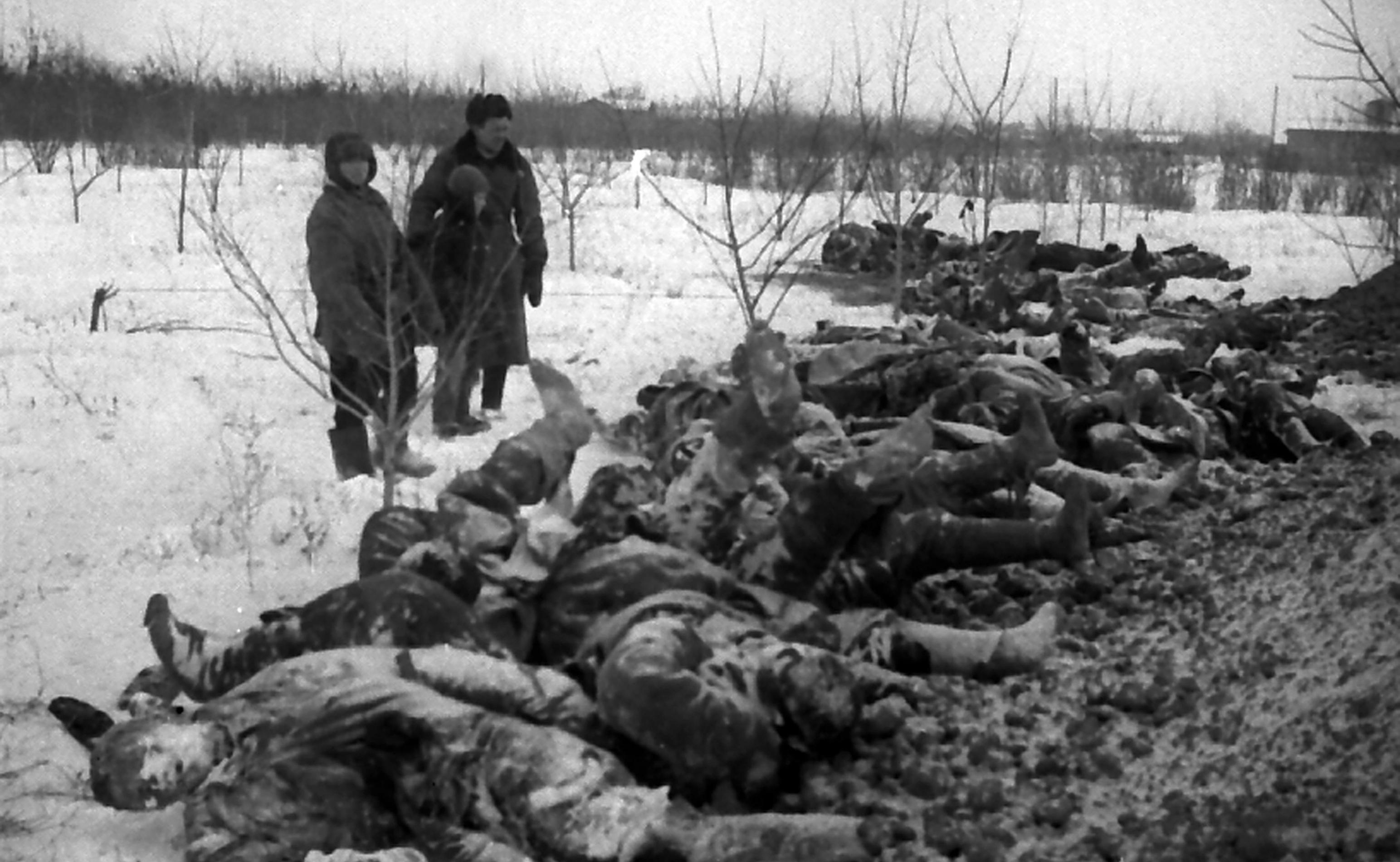 Расстрелянные гитлеровцами советские граждане, район Ростова, 1943 год.