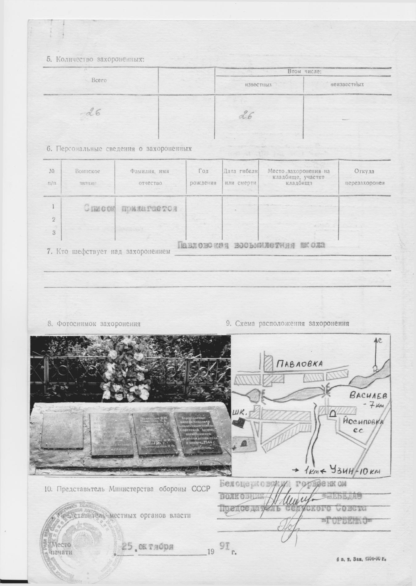 Братская могила в с. Павловка Белоцерковского района