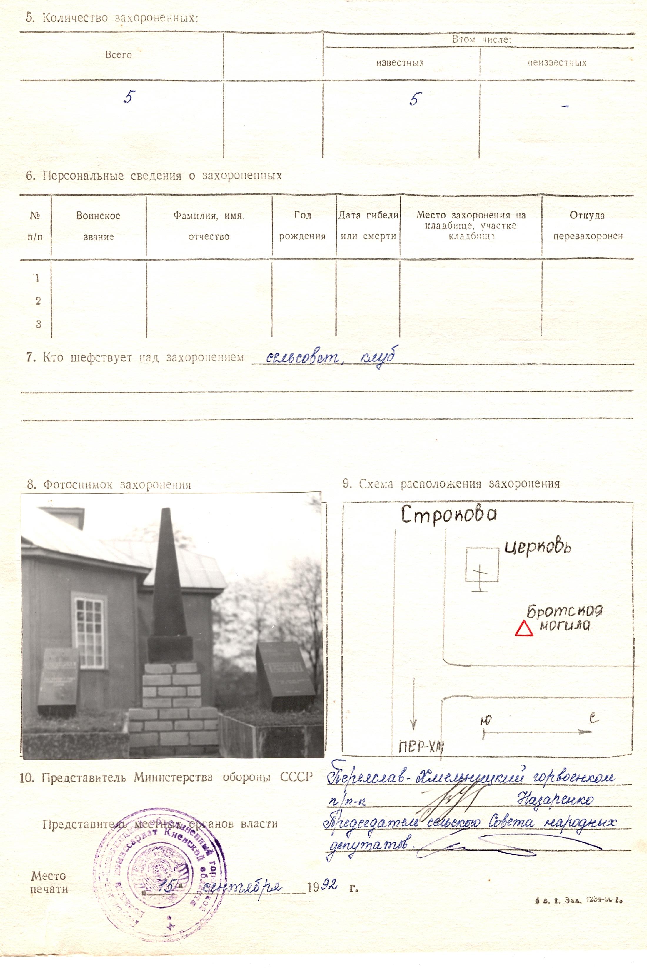 Братская могила в с. Строкова Долина Переяслав-Хмельницкого района