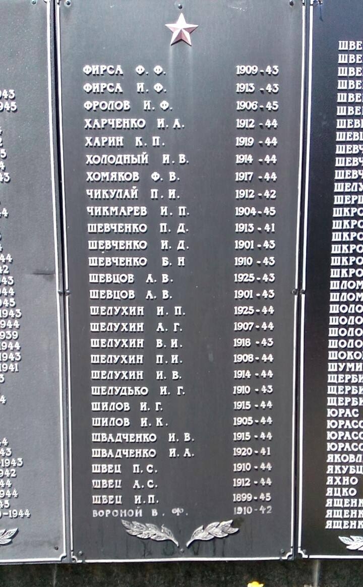 Памятник односельчанам в пгт Новотроицкое Херсонской обл.