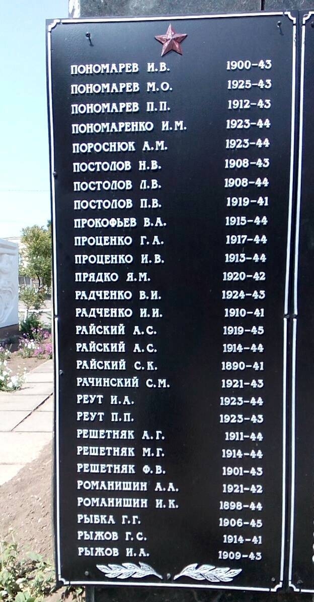 Памятник односельчанам в пгт Новотроицкое Херсонской обл.