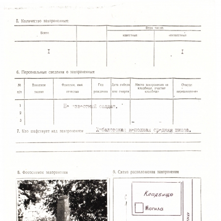 Одиночная могила на кладбище в с. Хибаловка Куликовского района