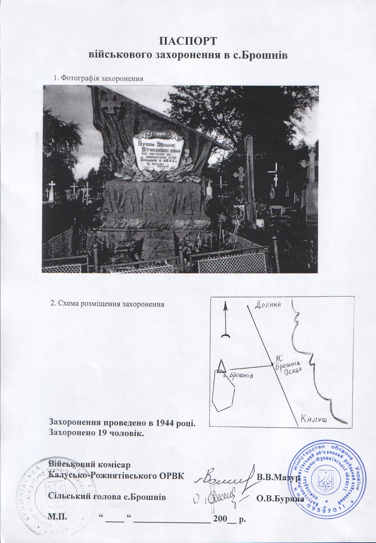 Братская могила в с. Брошнев Рожнятинского района