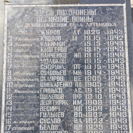 Братская могила в с. Артемовка Добропольского района