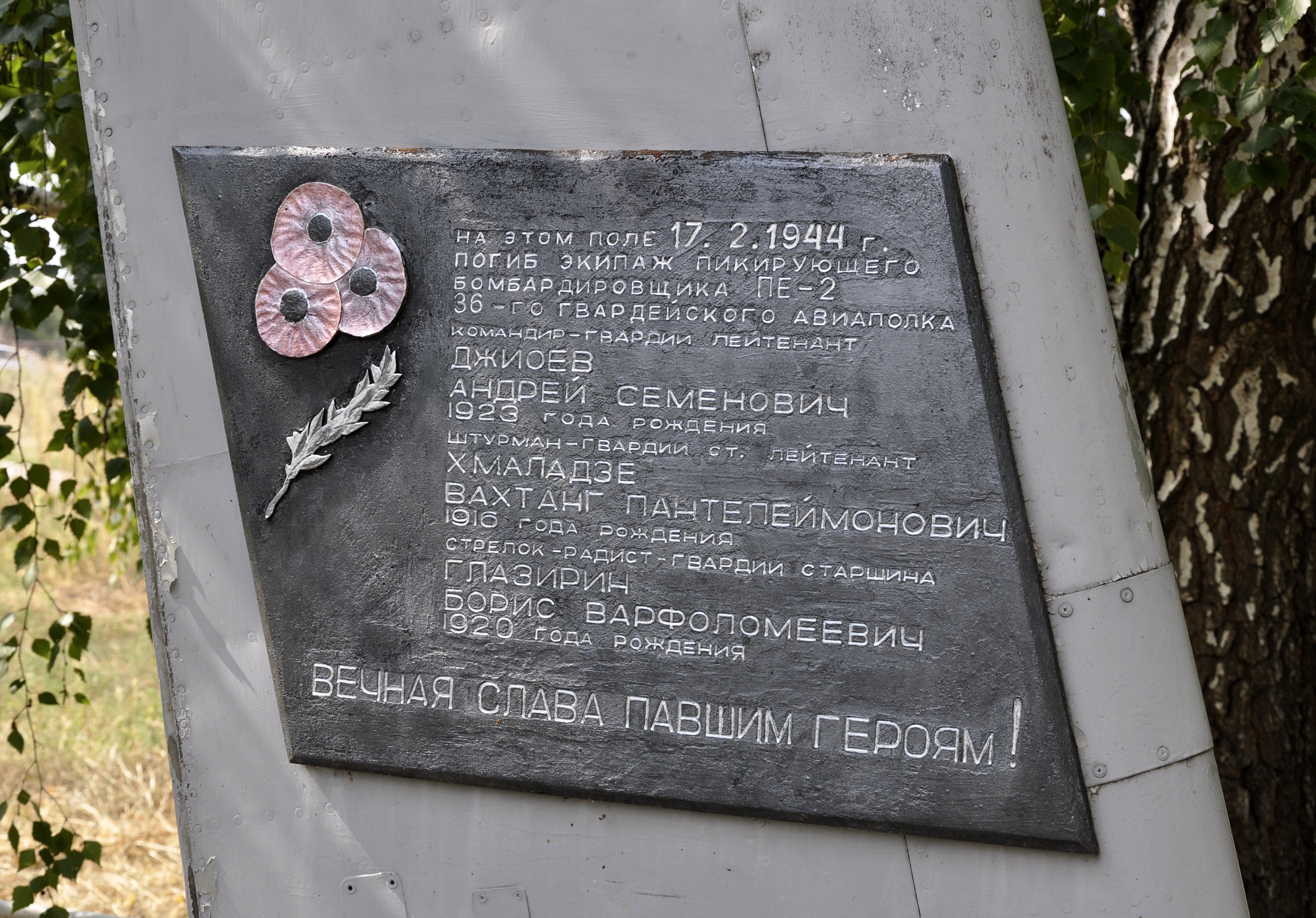Место гибели экипажа самолета Пе-2 в с. Синява Ракитнянского района