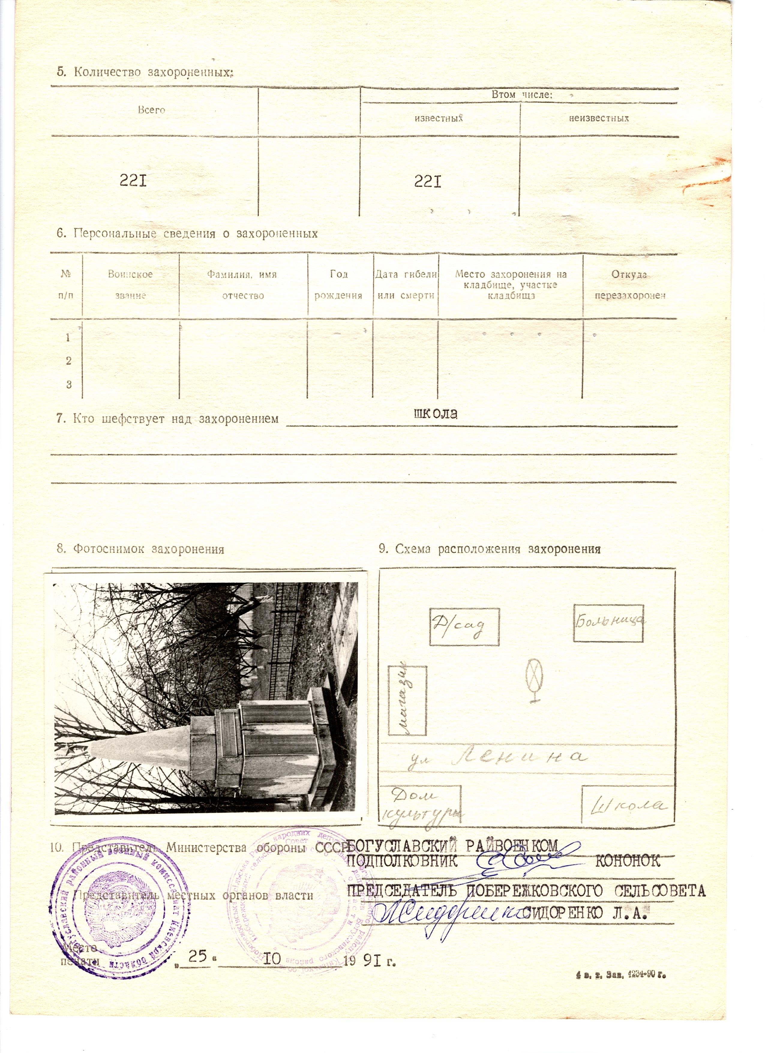 Памятник погибшим односельчанам в с. Побережка Богуславского района