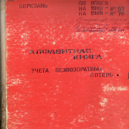 Вторая алфавитная книга учета потерь по Барышевскому РВК