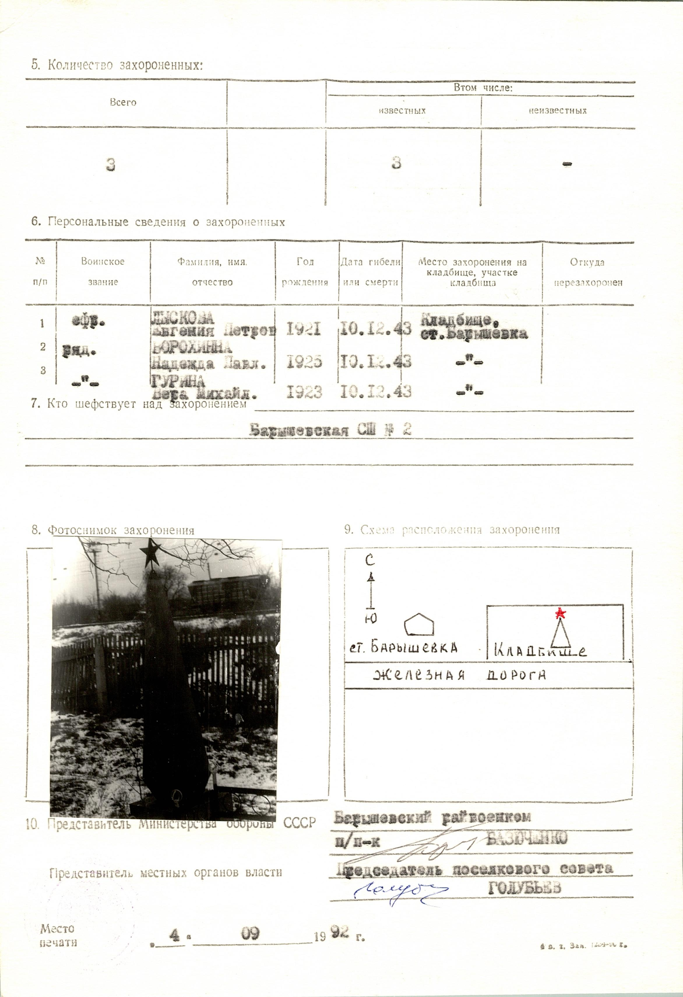 Братская могила на кладбище в пгт Барышевка Барышевского района