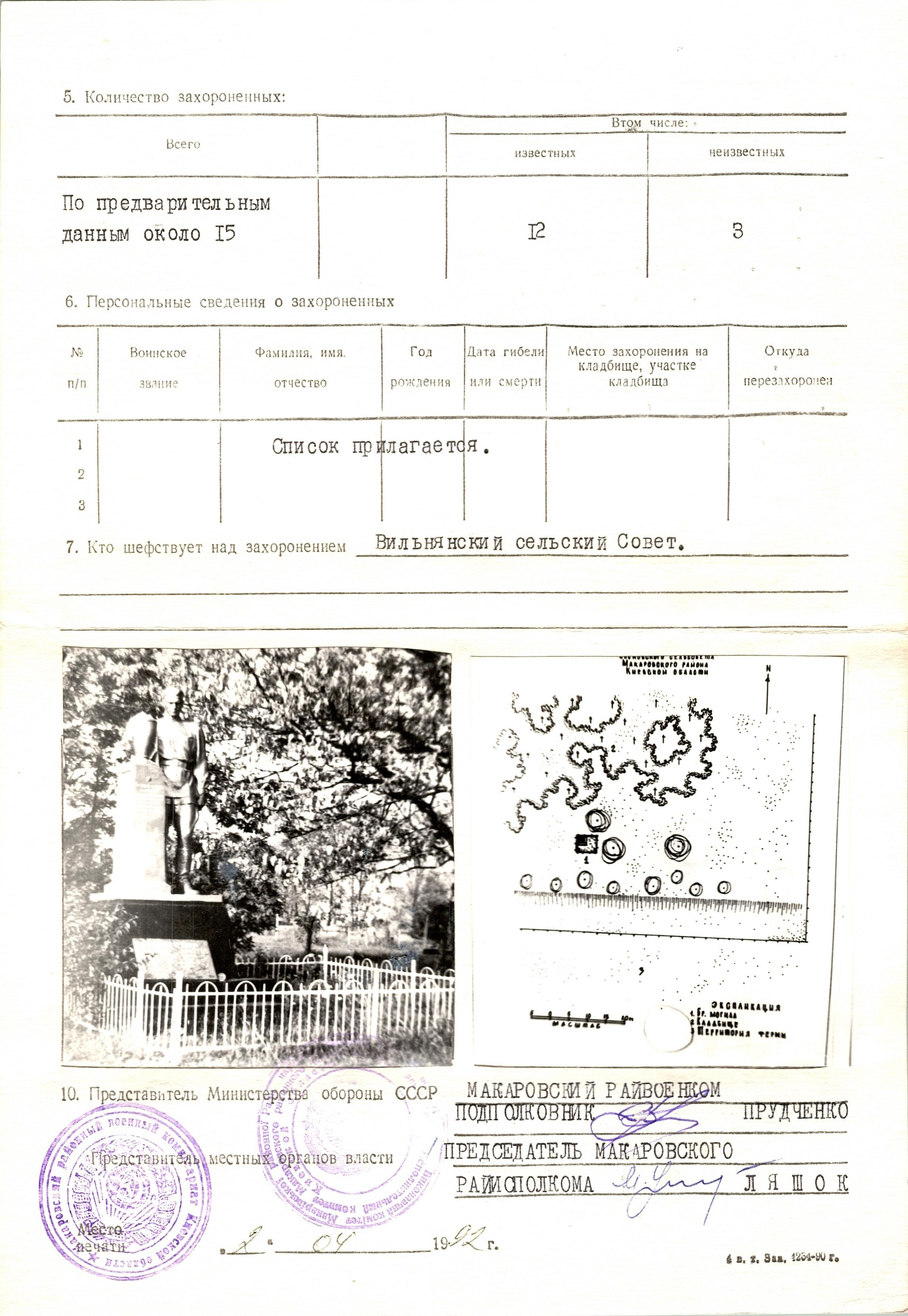 Братская могила на кладбище в в с. Вильно Макаровского района