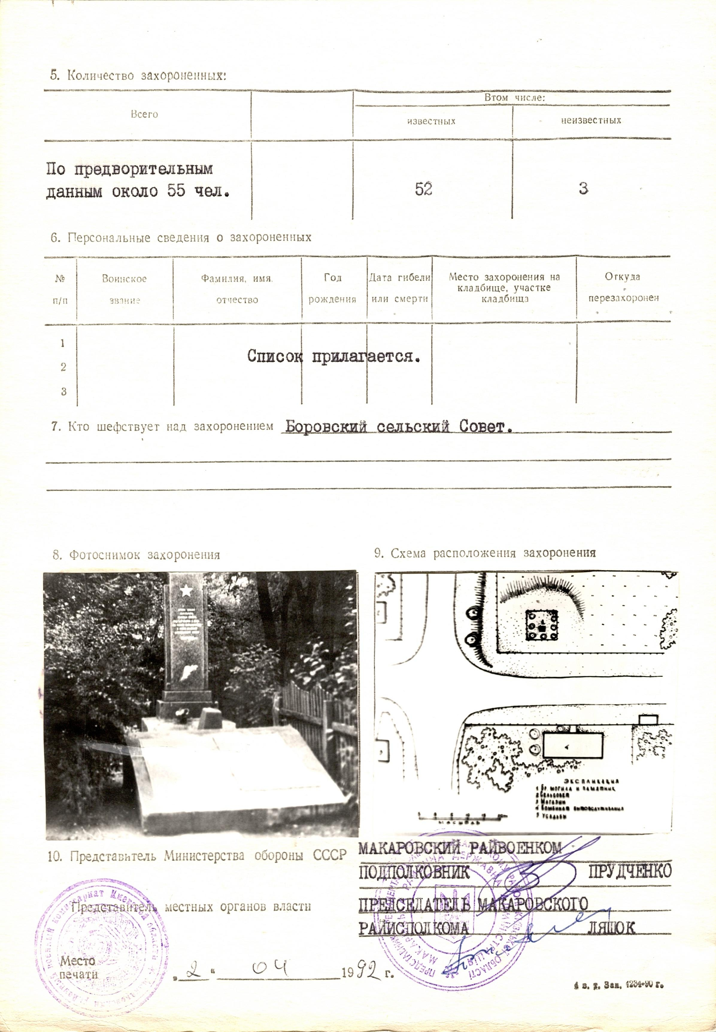 Братская могила в с. Садки-Строевка Макаровского района