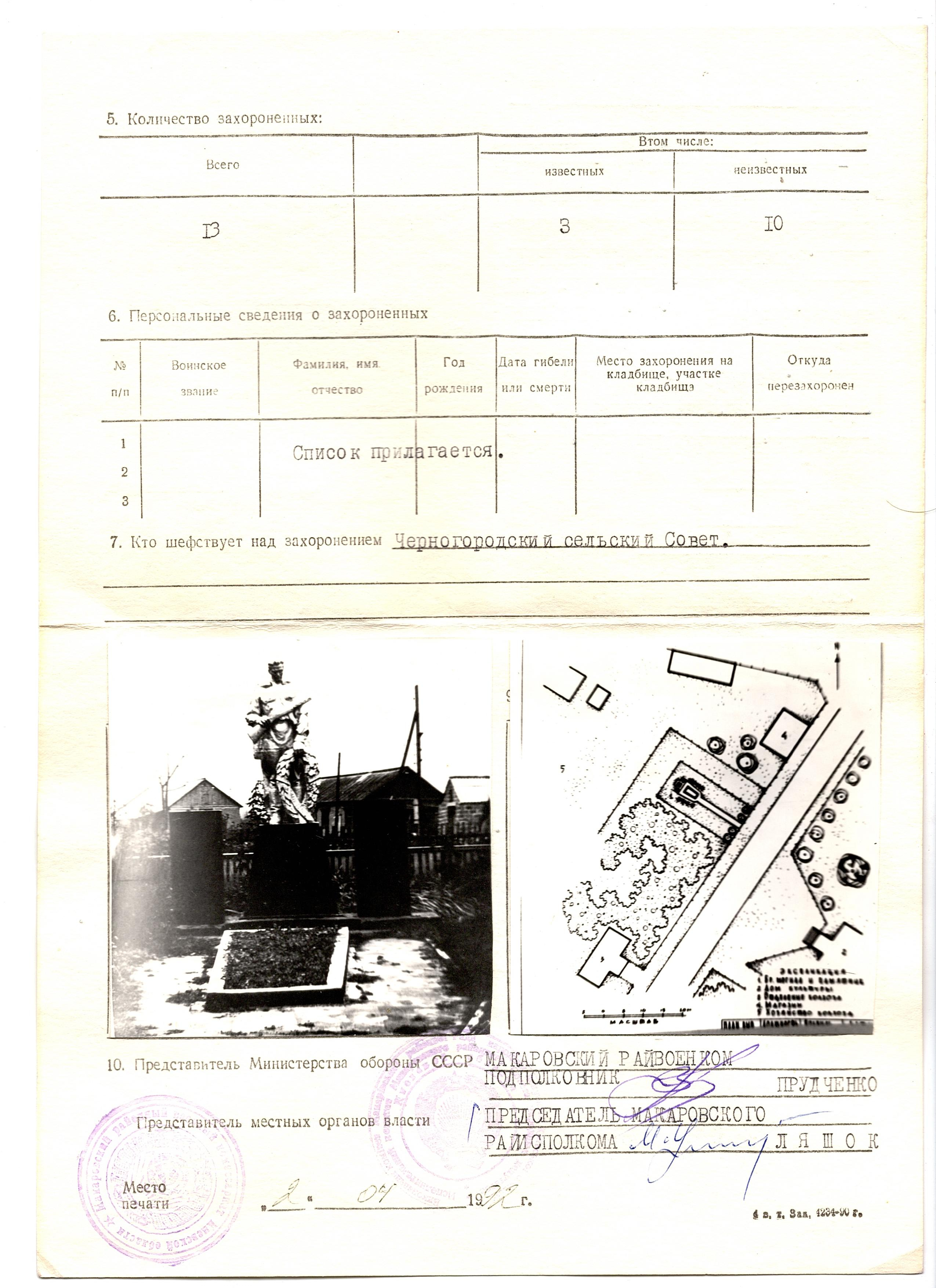 Братская могила в с. Черногородка Макаровского района