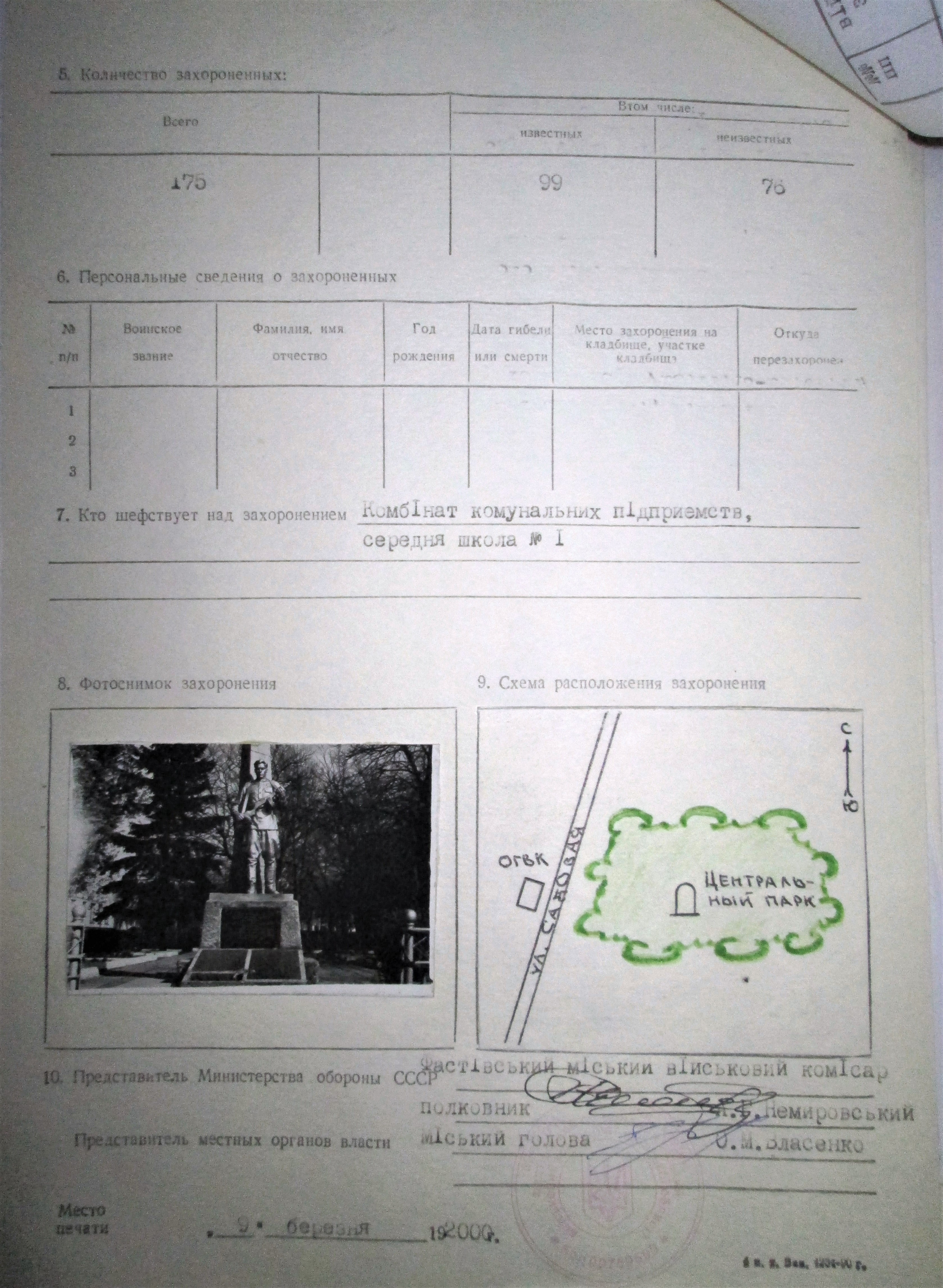 Братская могила в центральном парке г. Фастов Фастовского района