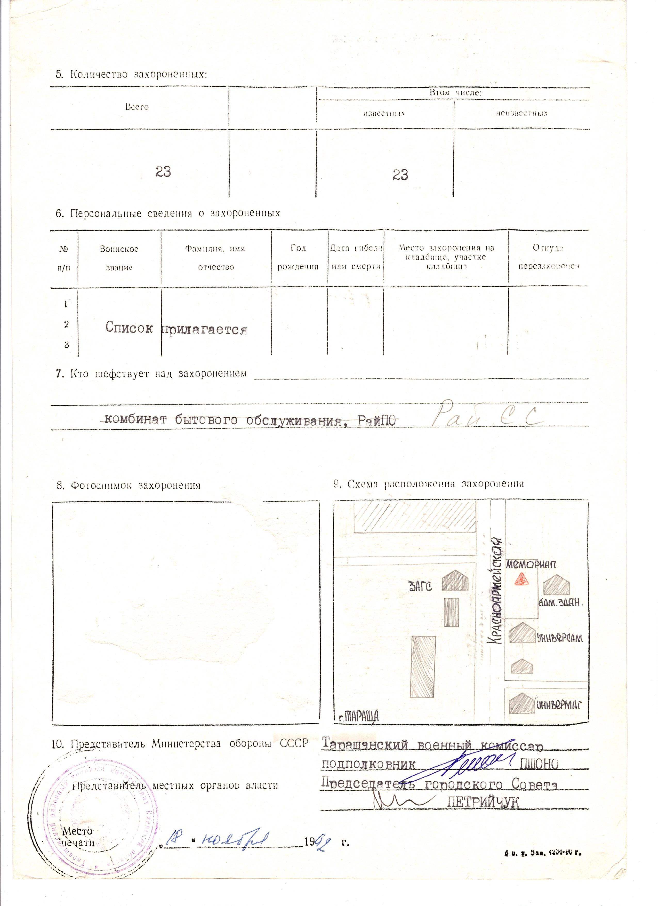 Братская могила возле ЗАГСа в г. Тараща Таращанского района