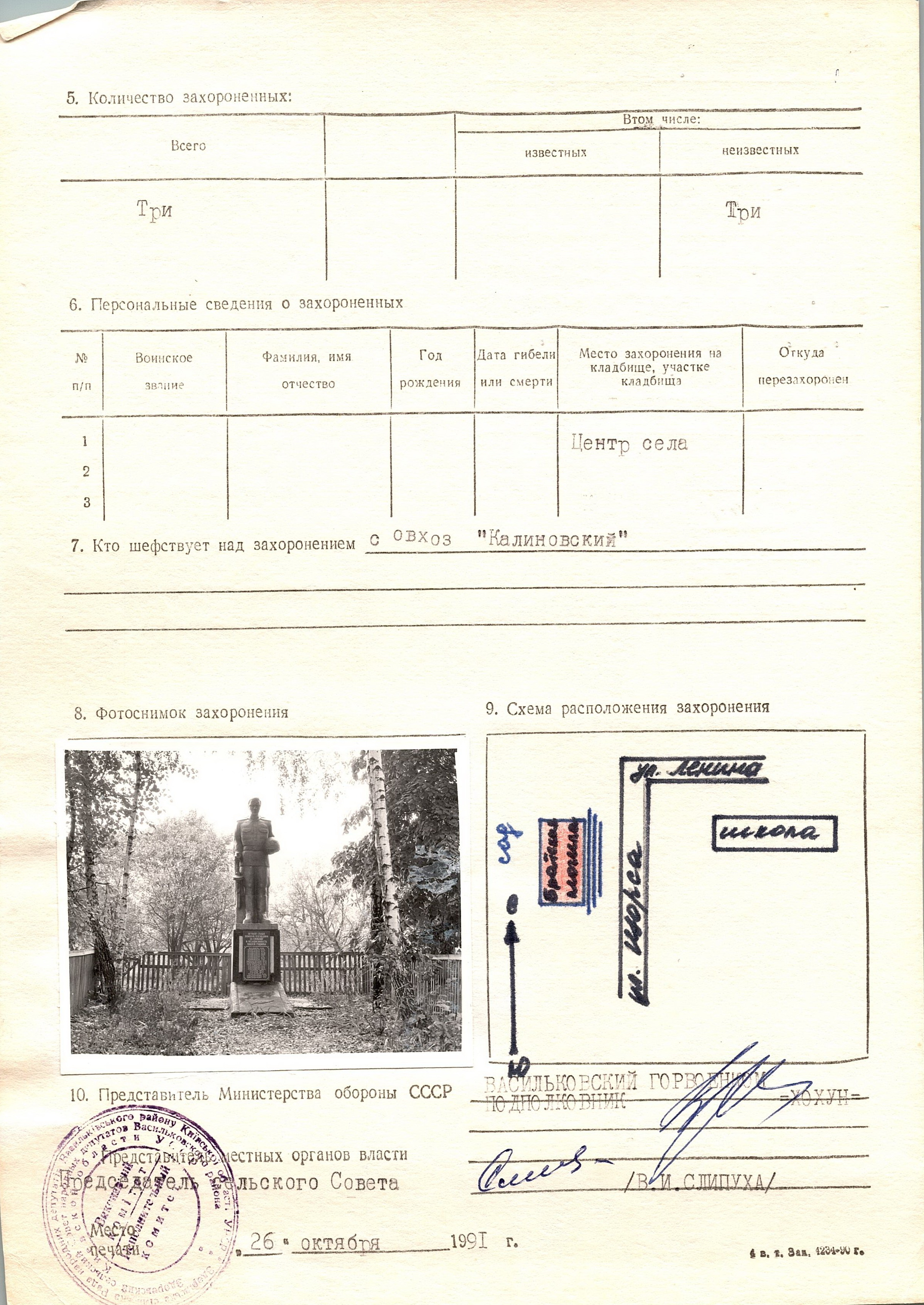 Братская могила возле школы в с. Диброва Васильковского района 