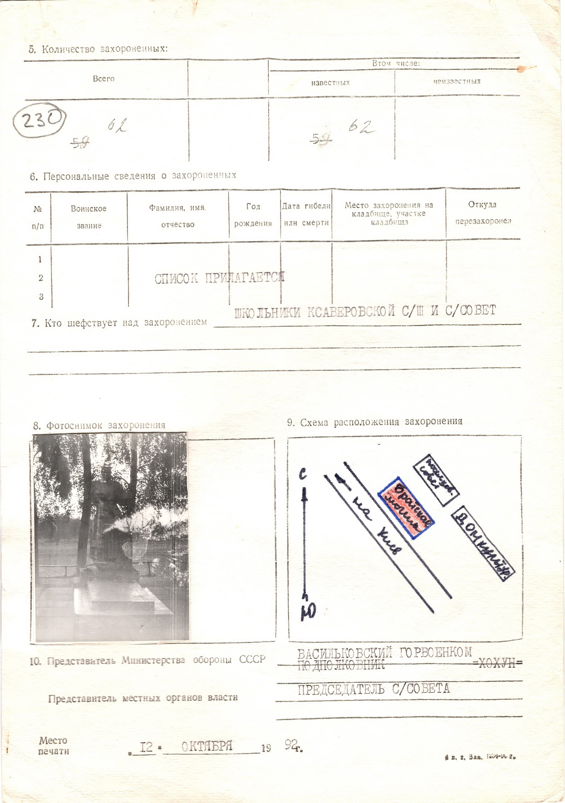 Братская могила возле дома культуры в с. Ксаверовка Васильковского района