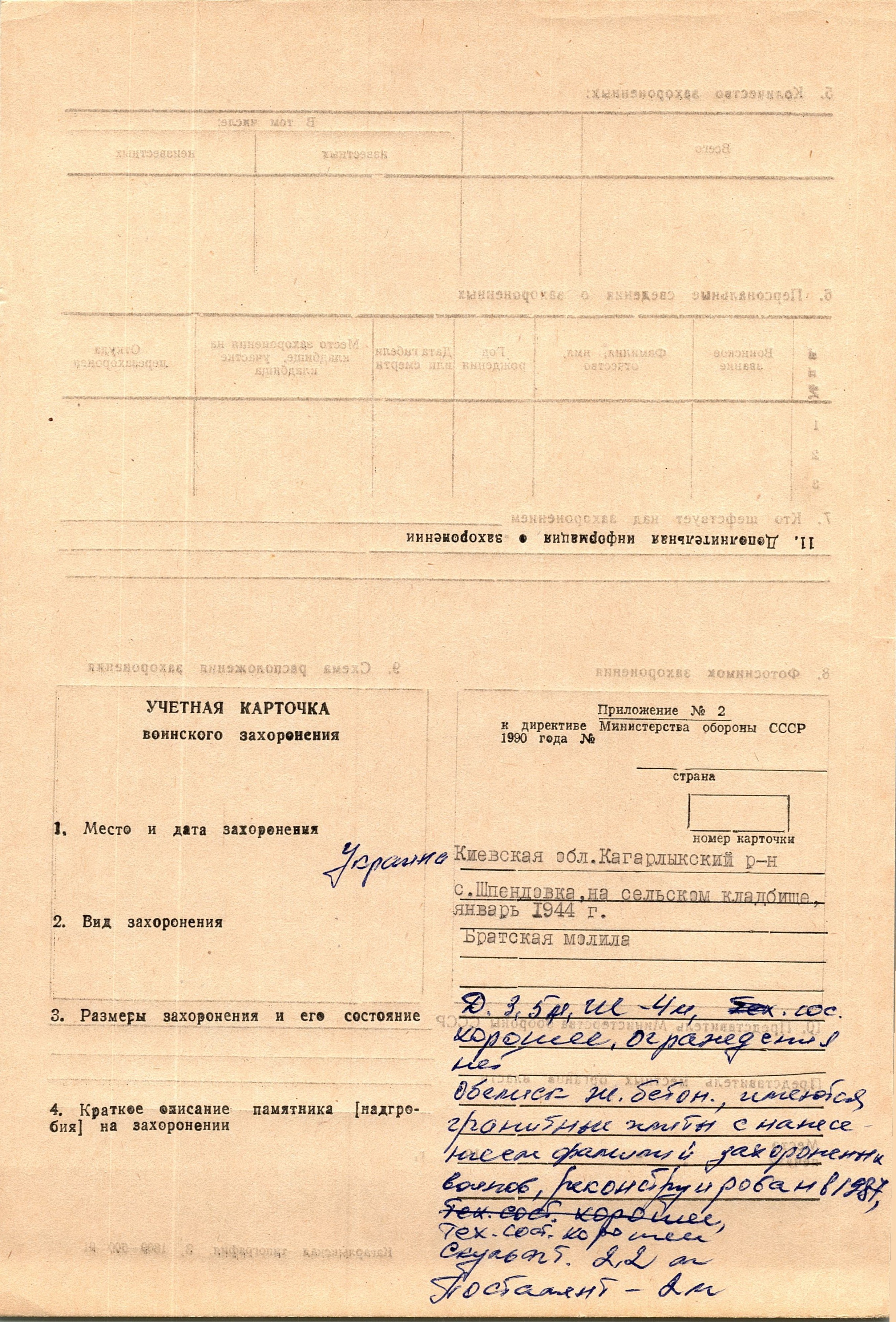 Братская могила в с. Шпендовка Кагарлыкского района 