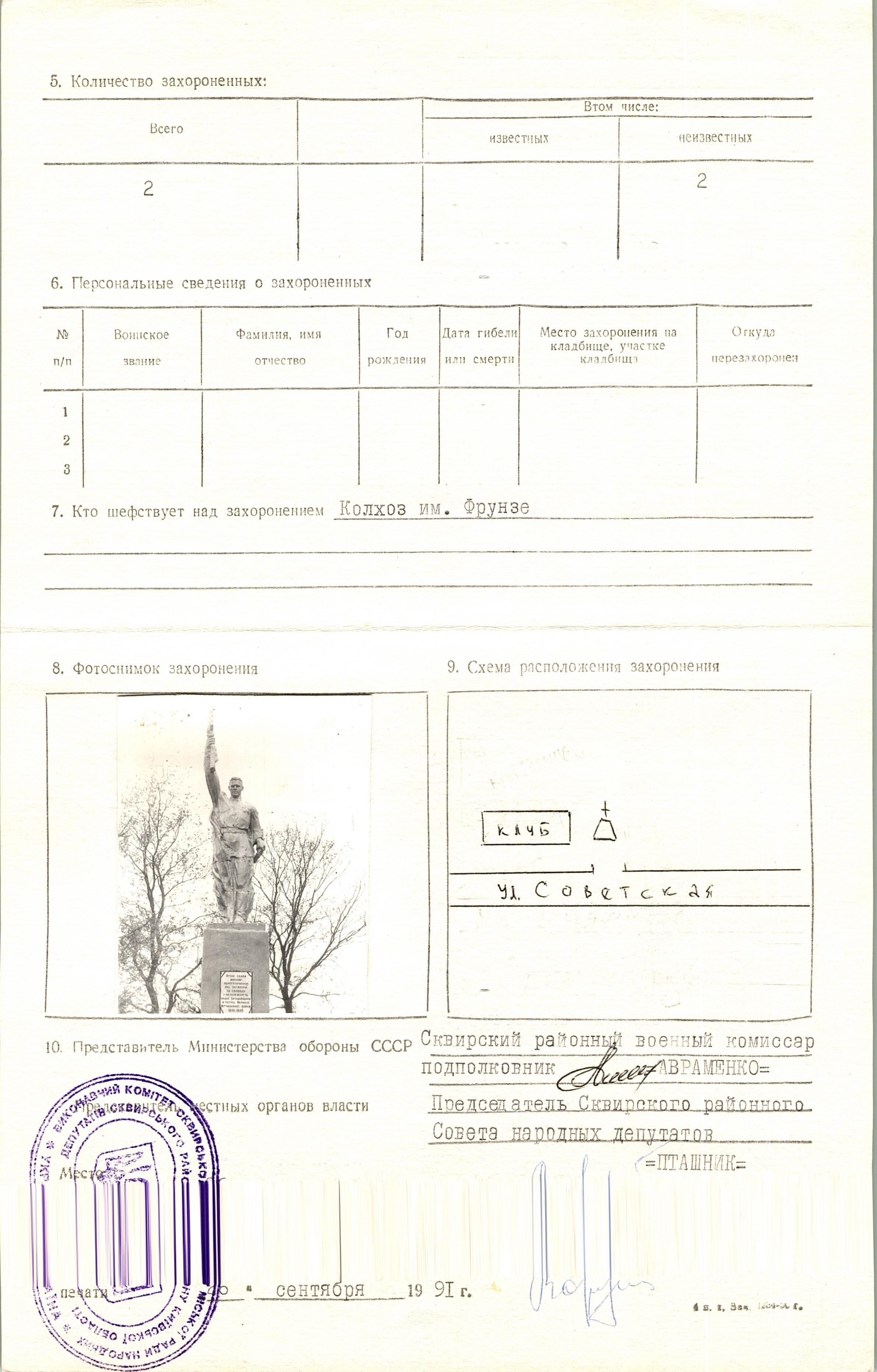 Братская могила в с. Таборов Сквирского района 