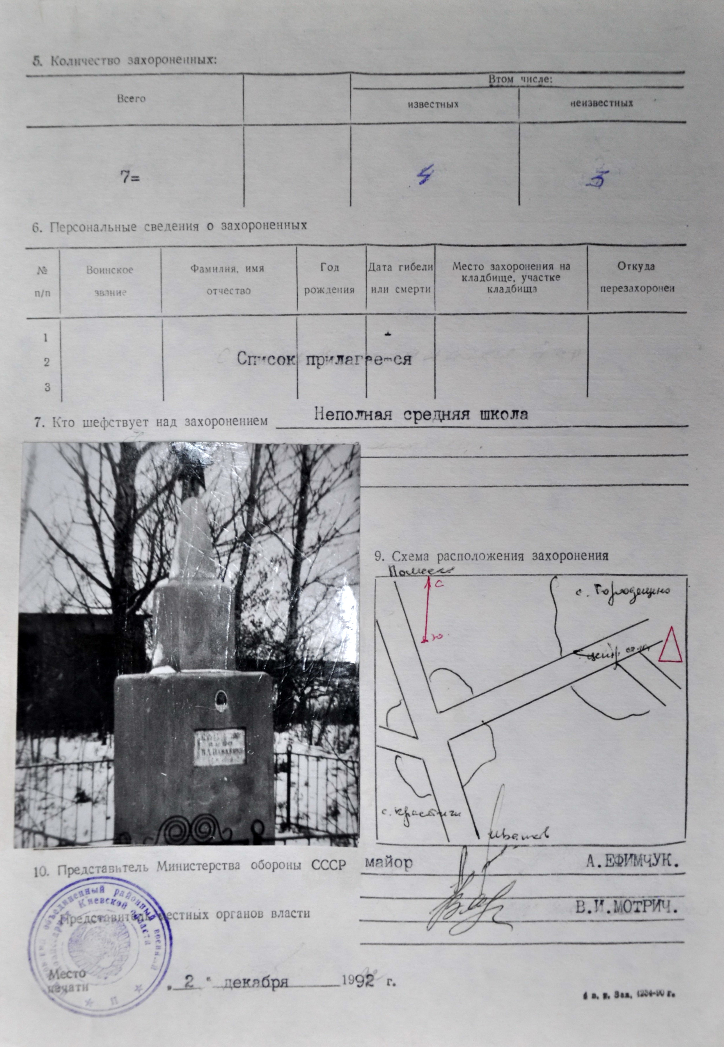 Братская могила в центре с. Городещино Полесского района
