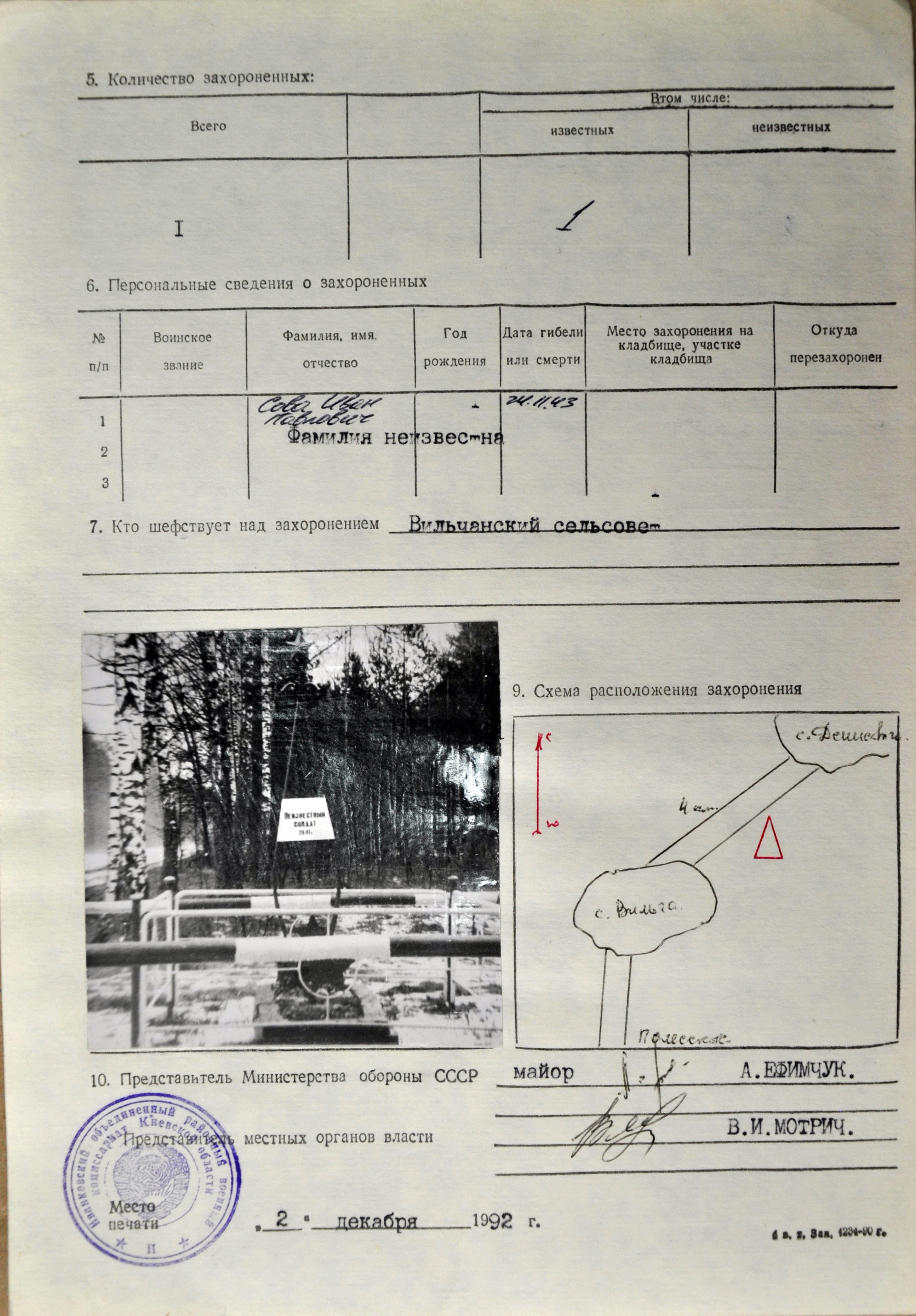 Могила неизвестного солдата в с. Денисовичи Полесского района