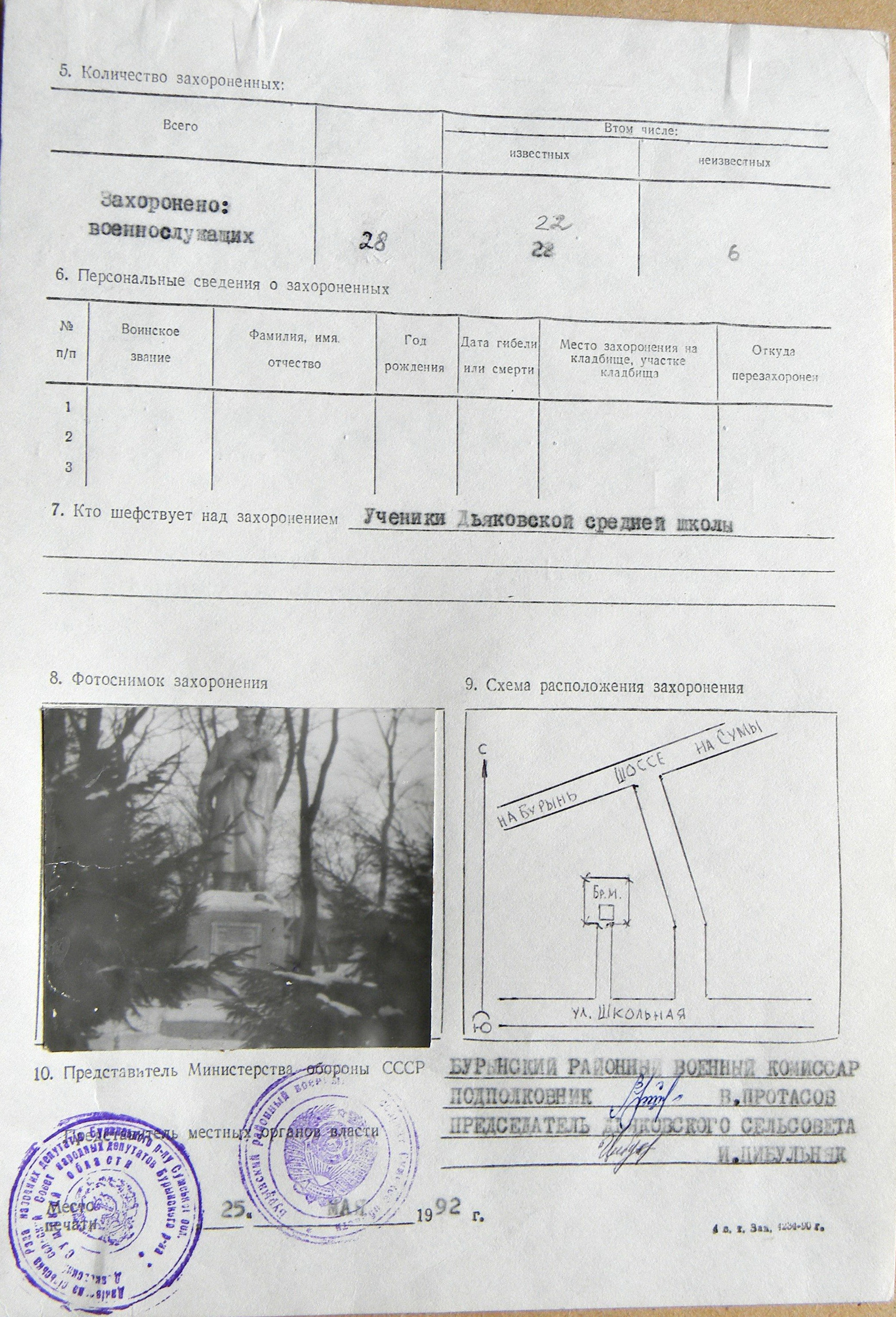 Братская могила в парке с. Дьяковка