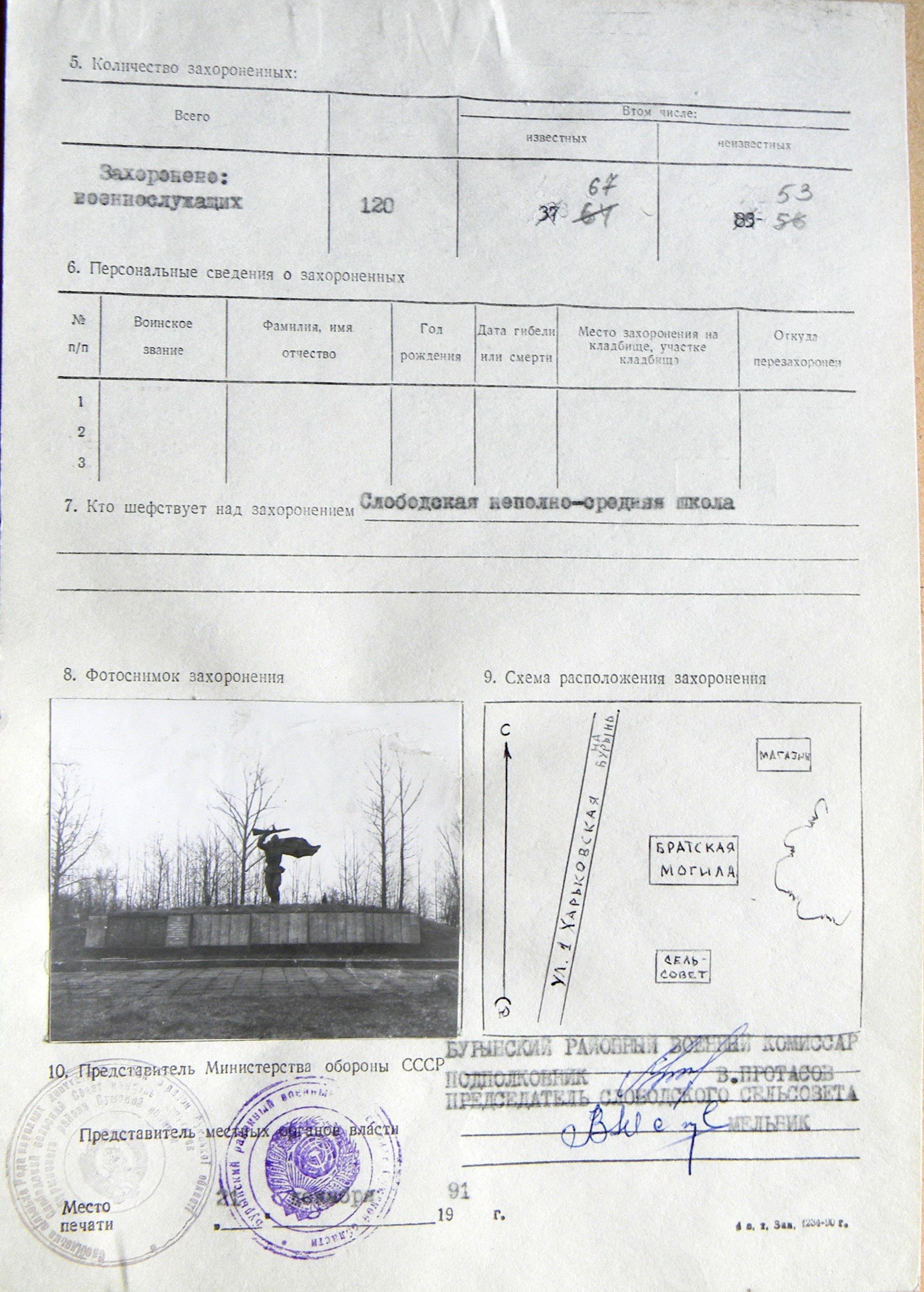 Братская могила у сельсовета в с. Слобода 