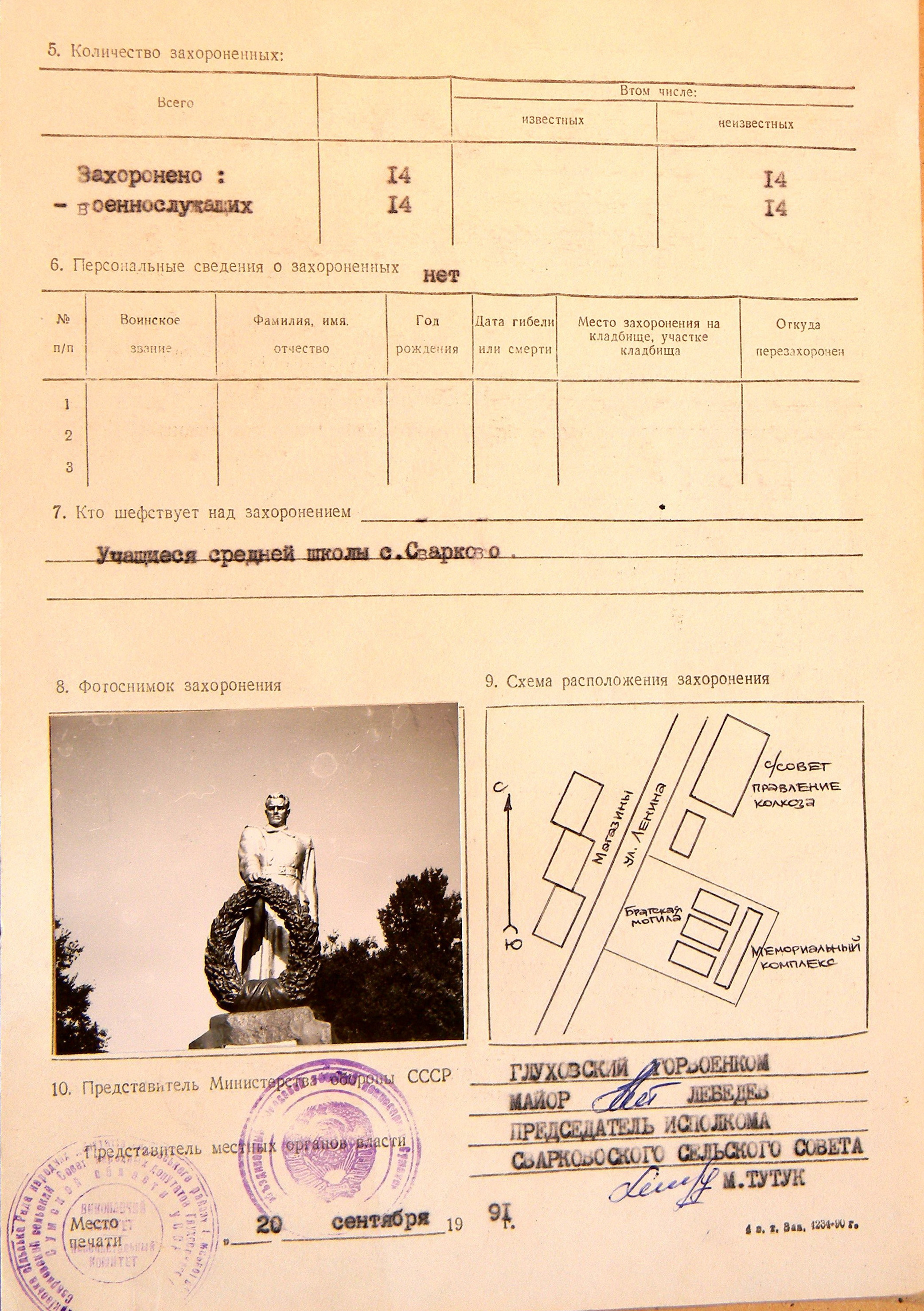 Братская могила возле сельсовета в с. Сварково 