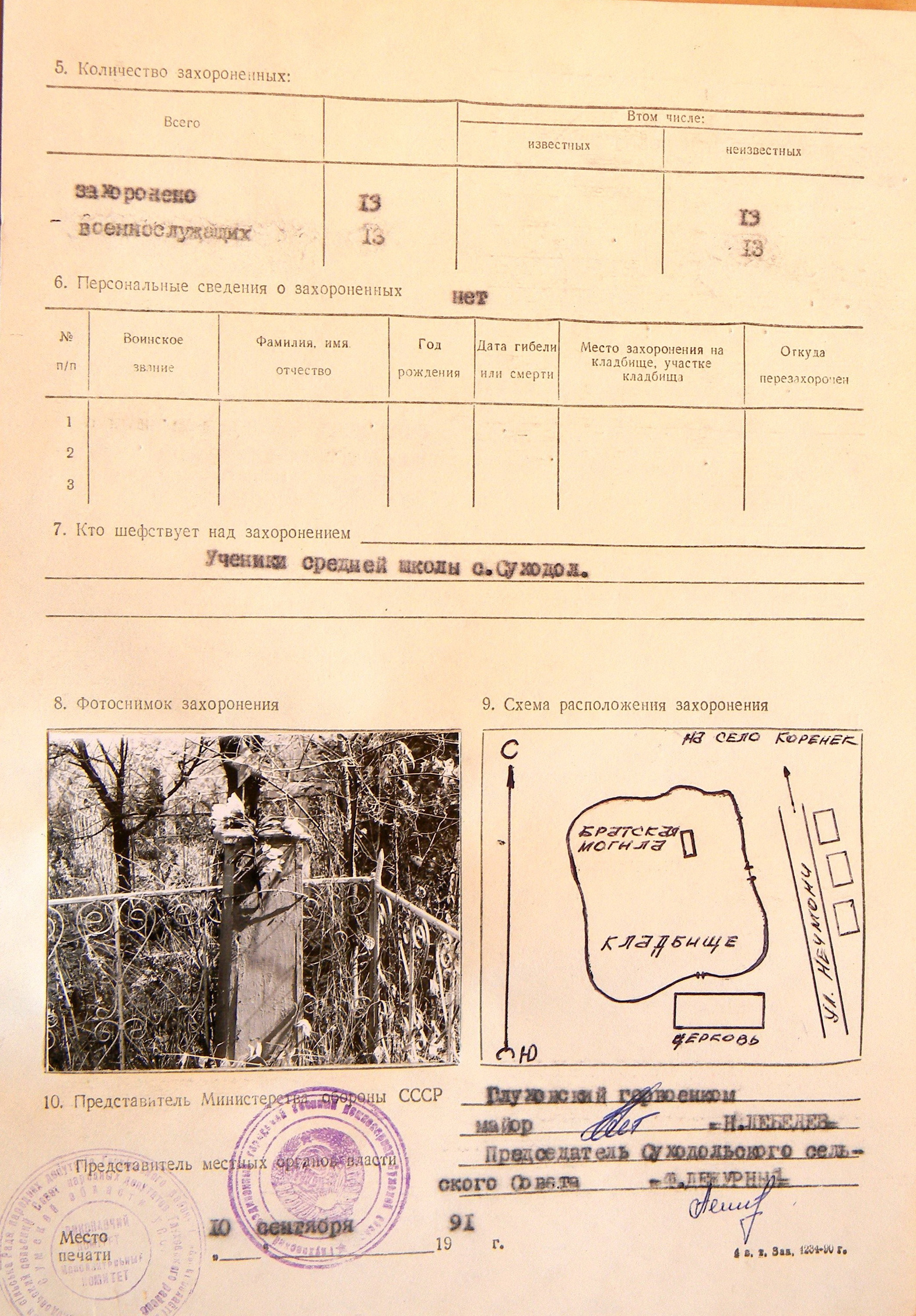 Братская могила на кладбище в с. Суходол 