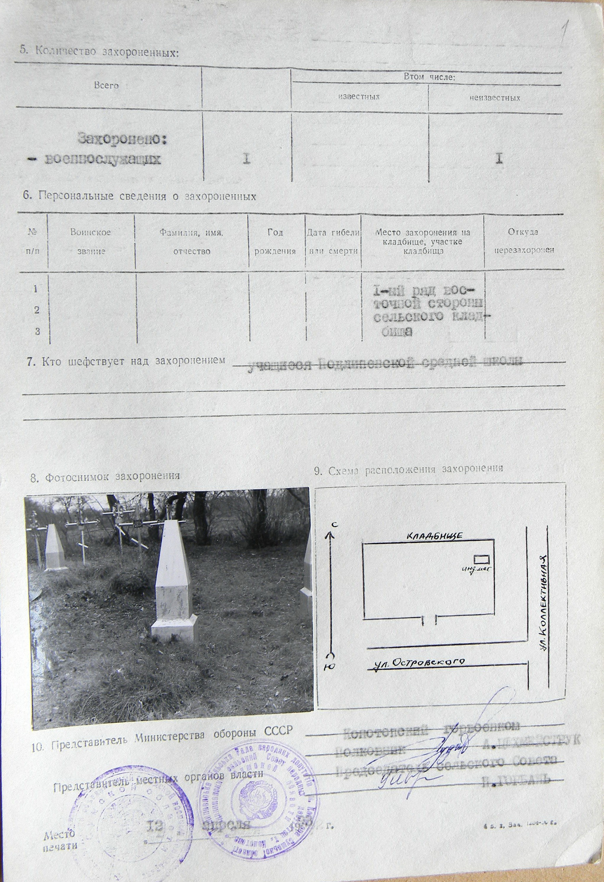 Могила неизвестного солдата в с. Подлипное 