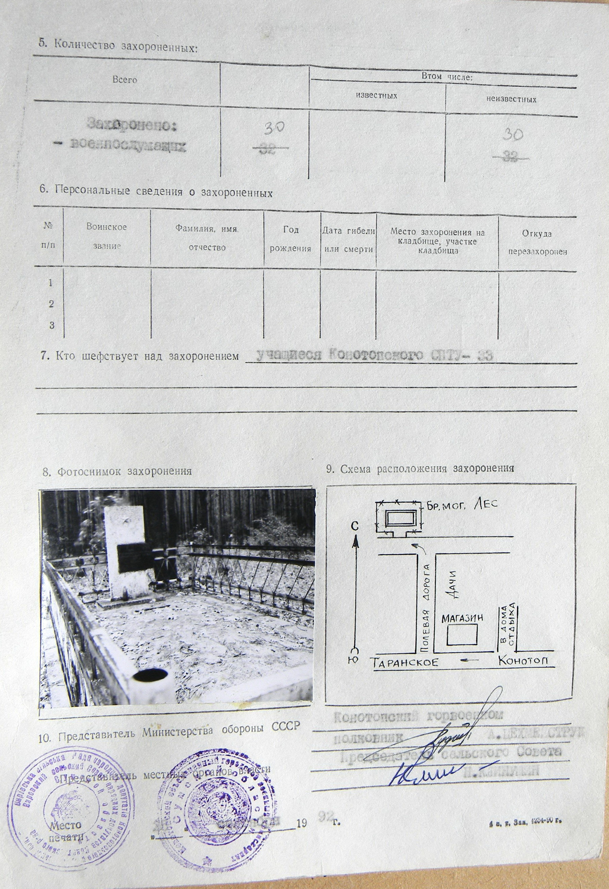 Братская могила возле леса в с. Таранское
