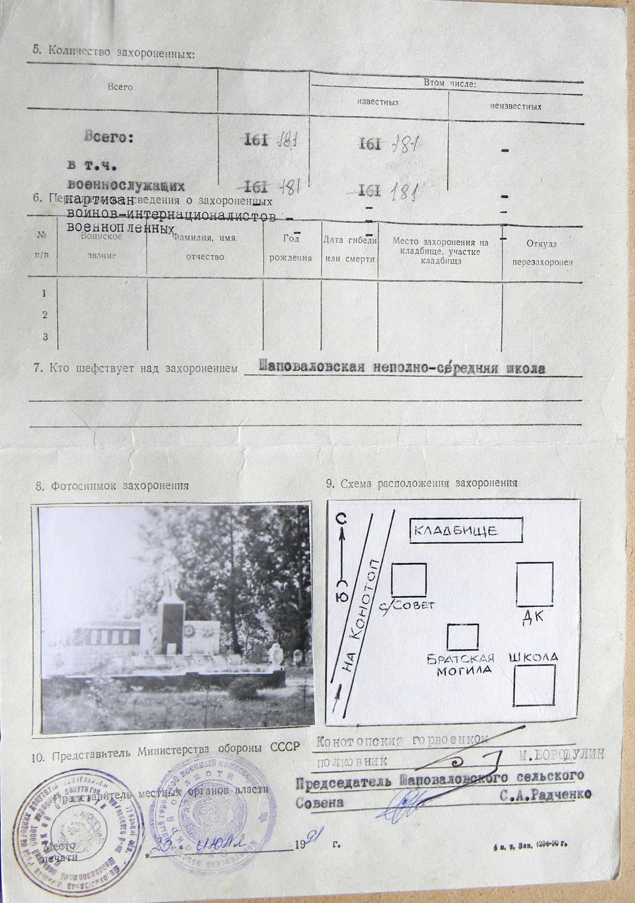 Братская могила в с. Шаповаловка